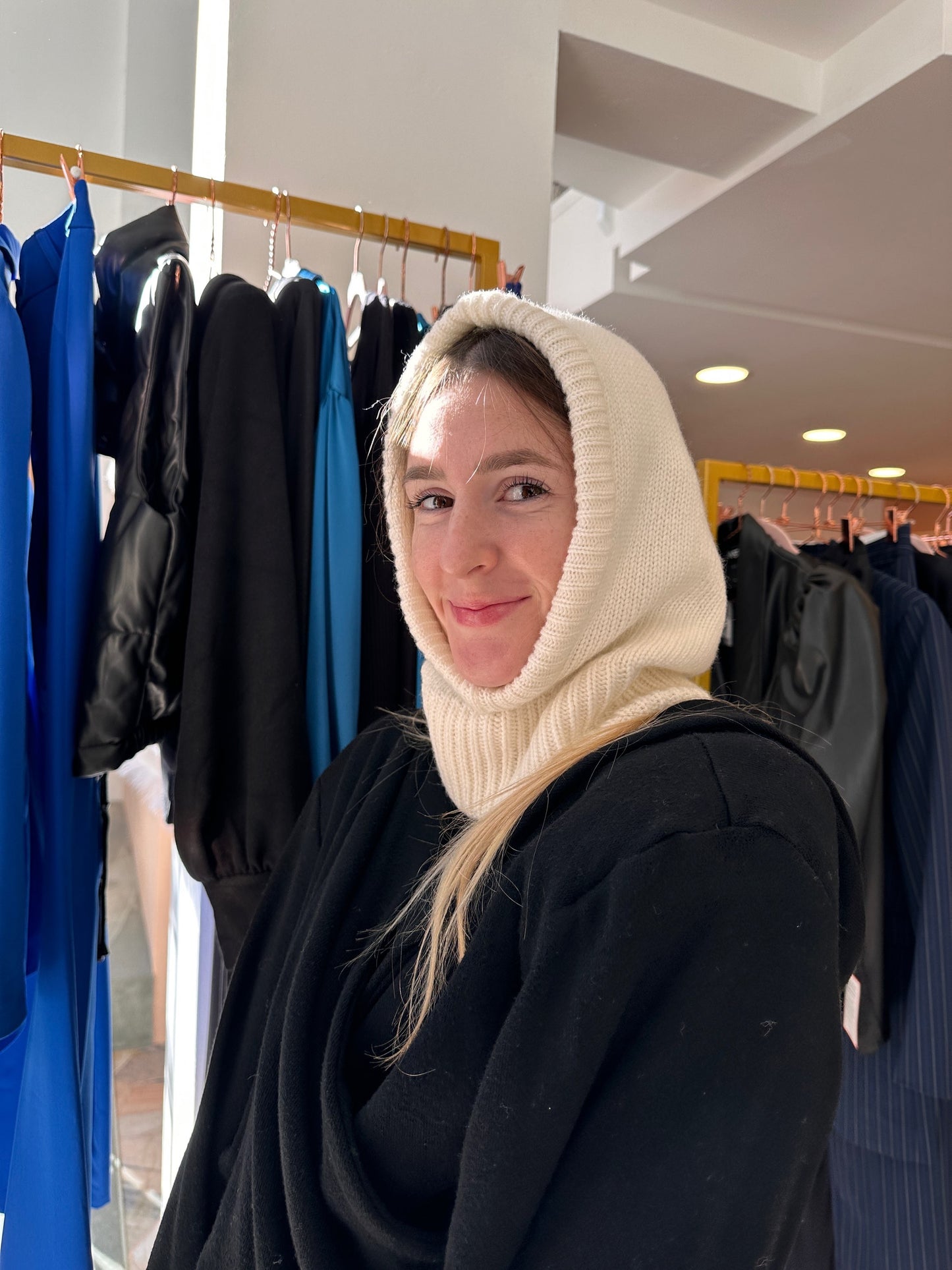 Balaclava in lana panna