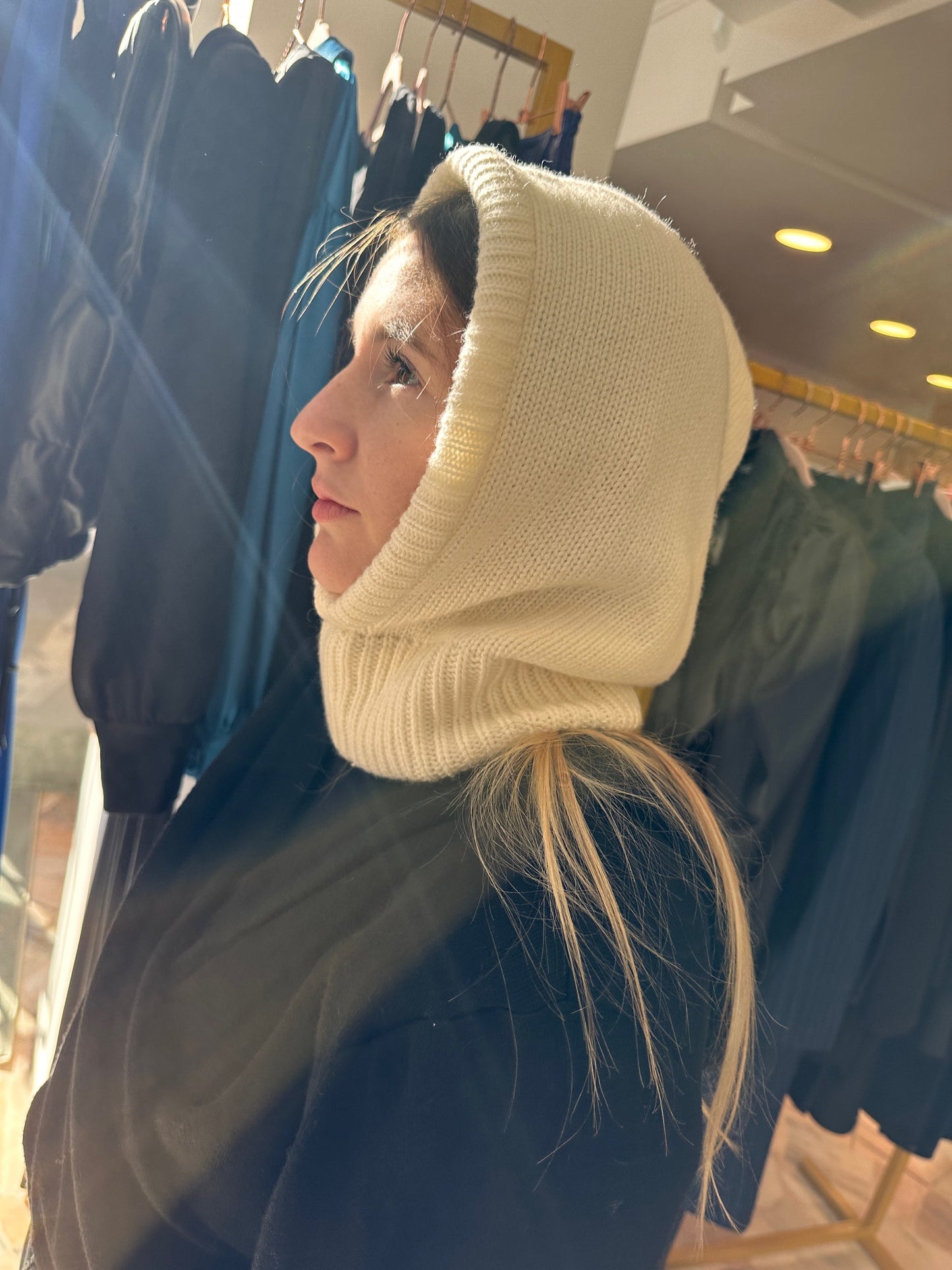 Balaclava in lana panna