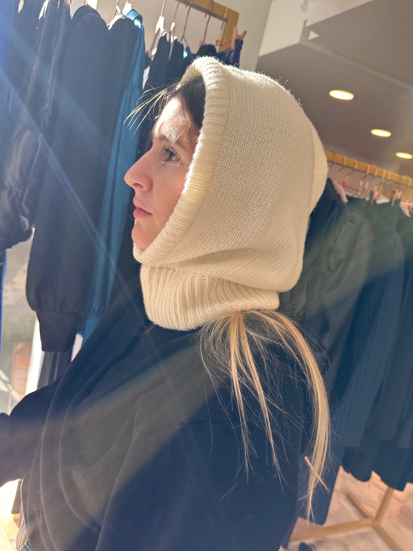 Balaclava in lana panna