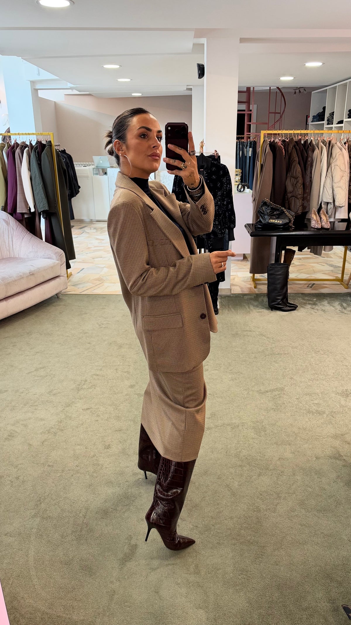 Blazer check marrone Mar de Margaritas monopetto