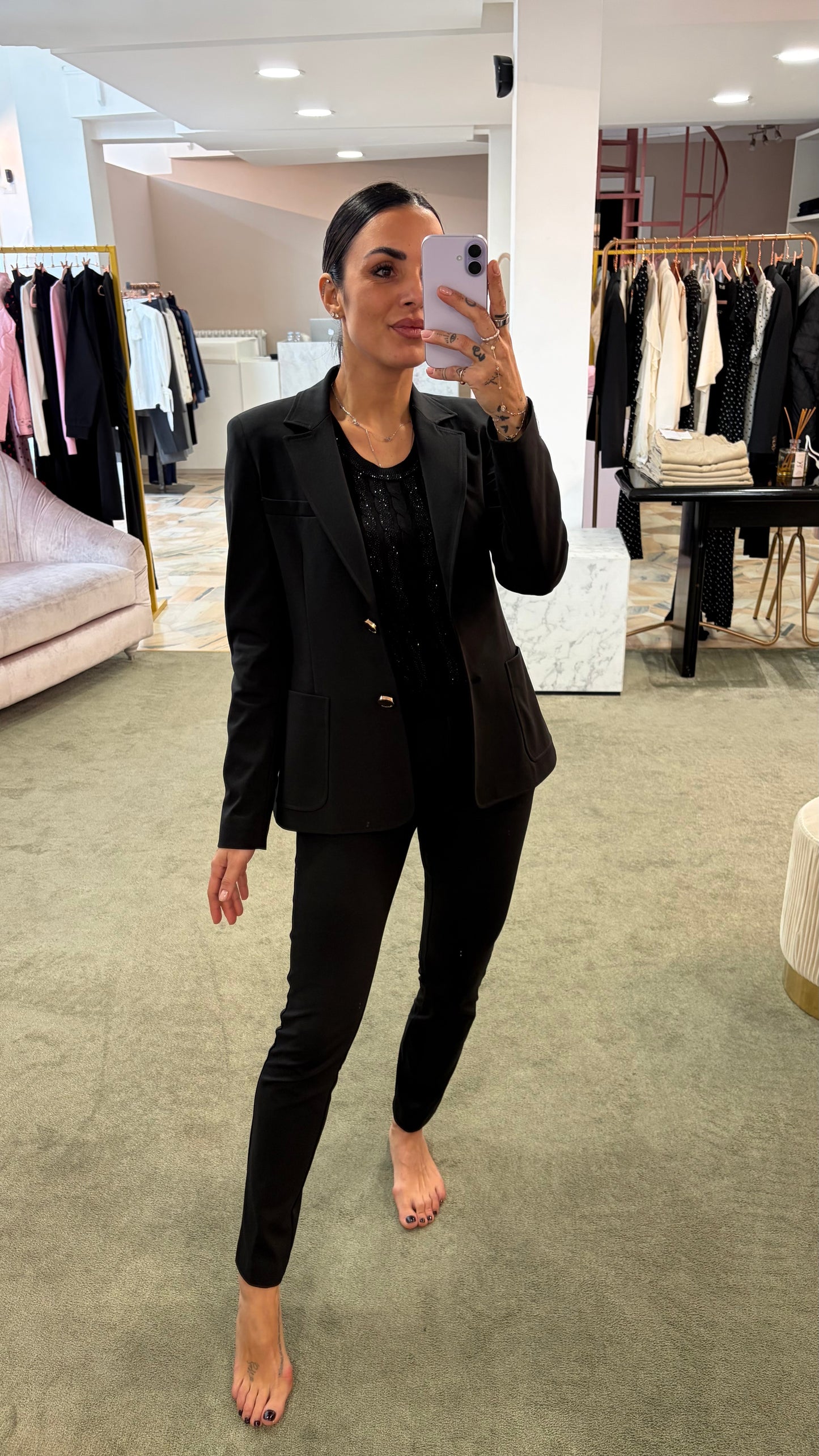 Pantaloni neri sigaretta punto milano fr pe26