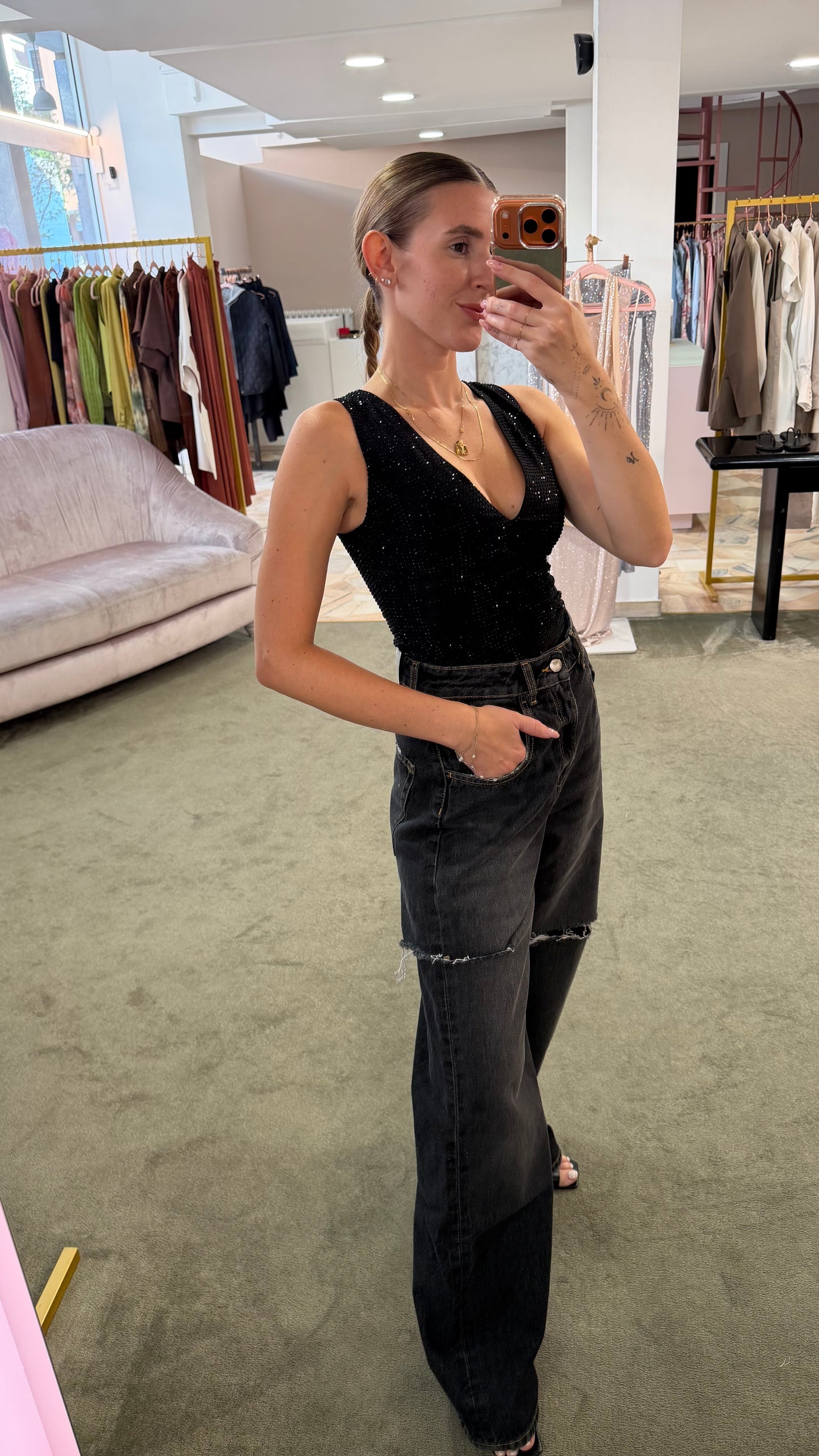 Jeans poppy grigi con strappi Icon A/I26