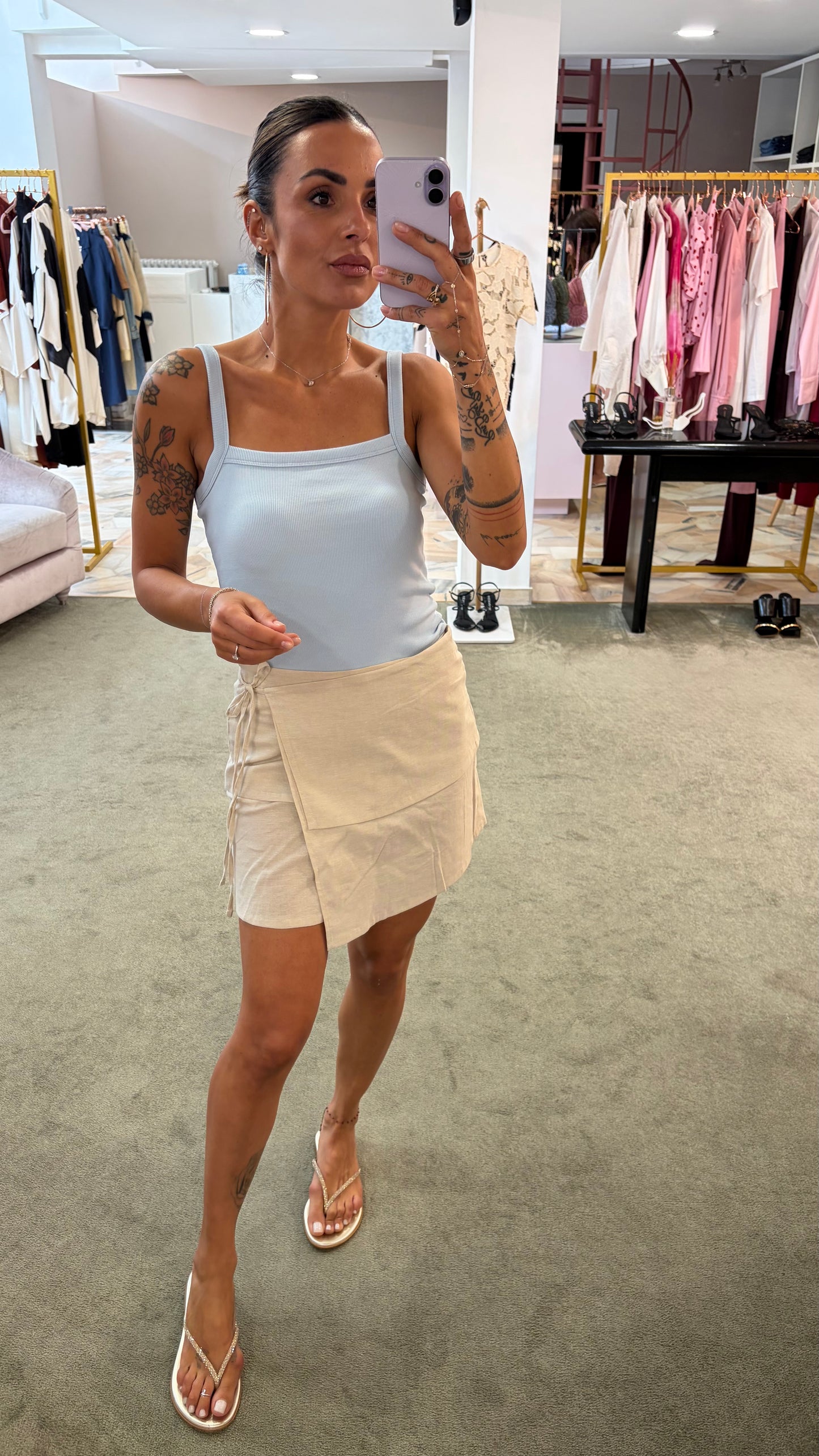 Gonna pareo asimmetrica beige sabbia jx