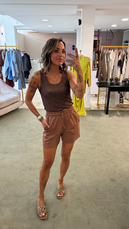 Shorts tabacco in viscosa Hinnominate