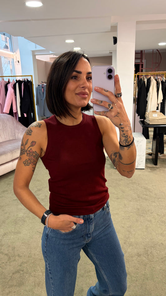 Canotta in maglia bordeaux jx