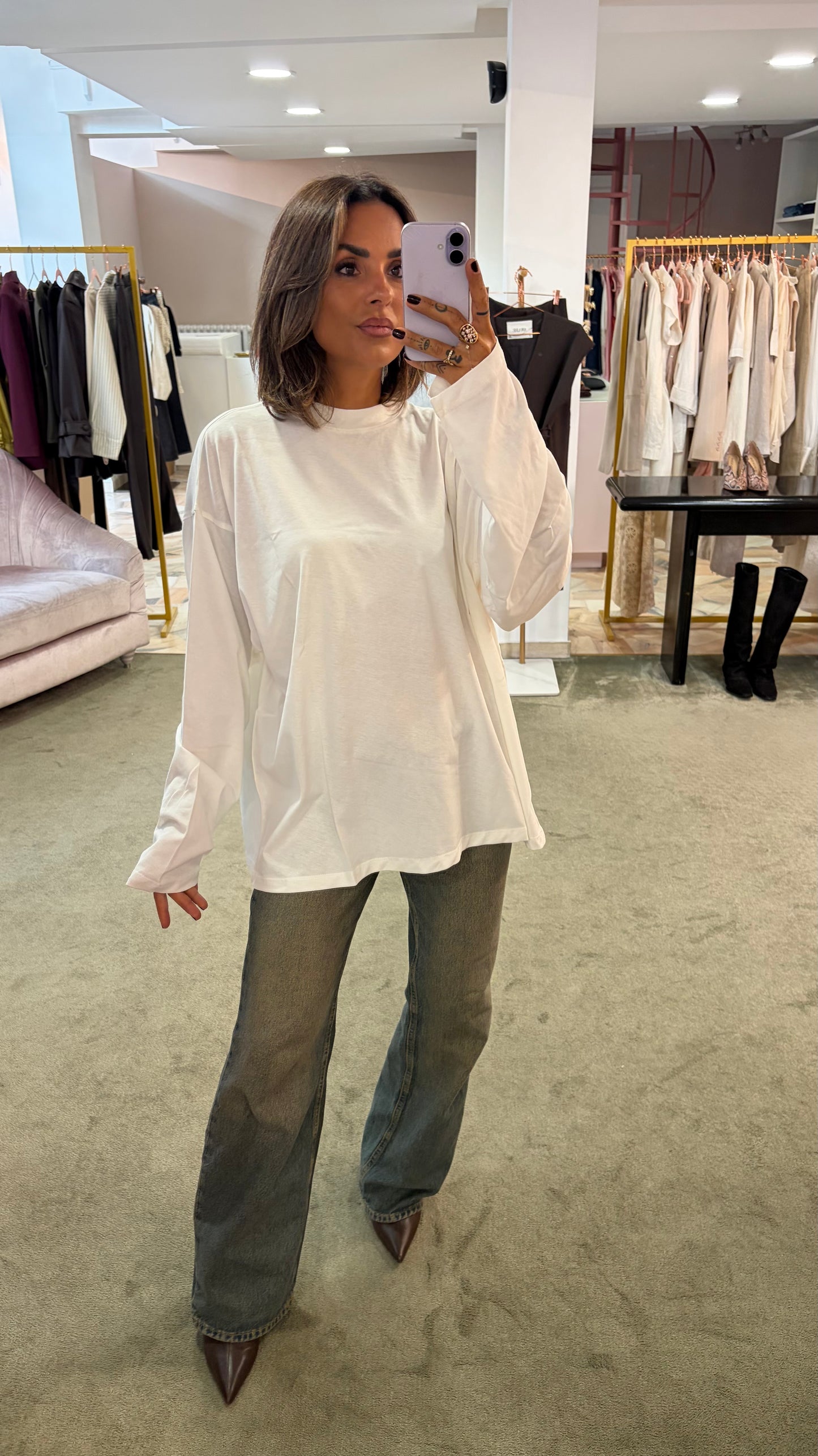 T-shirt over bianca manica lunga ks