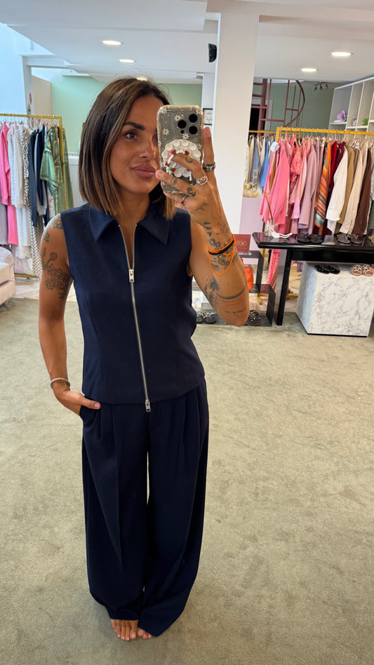 Pantaloni blu kate con pences jx