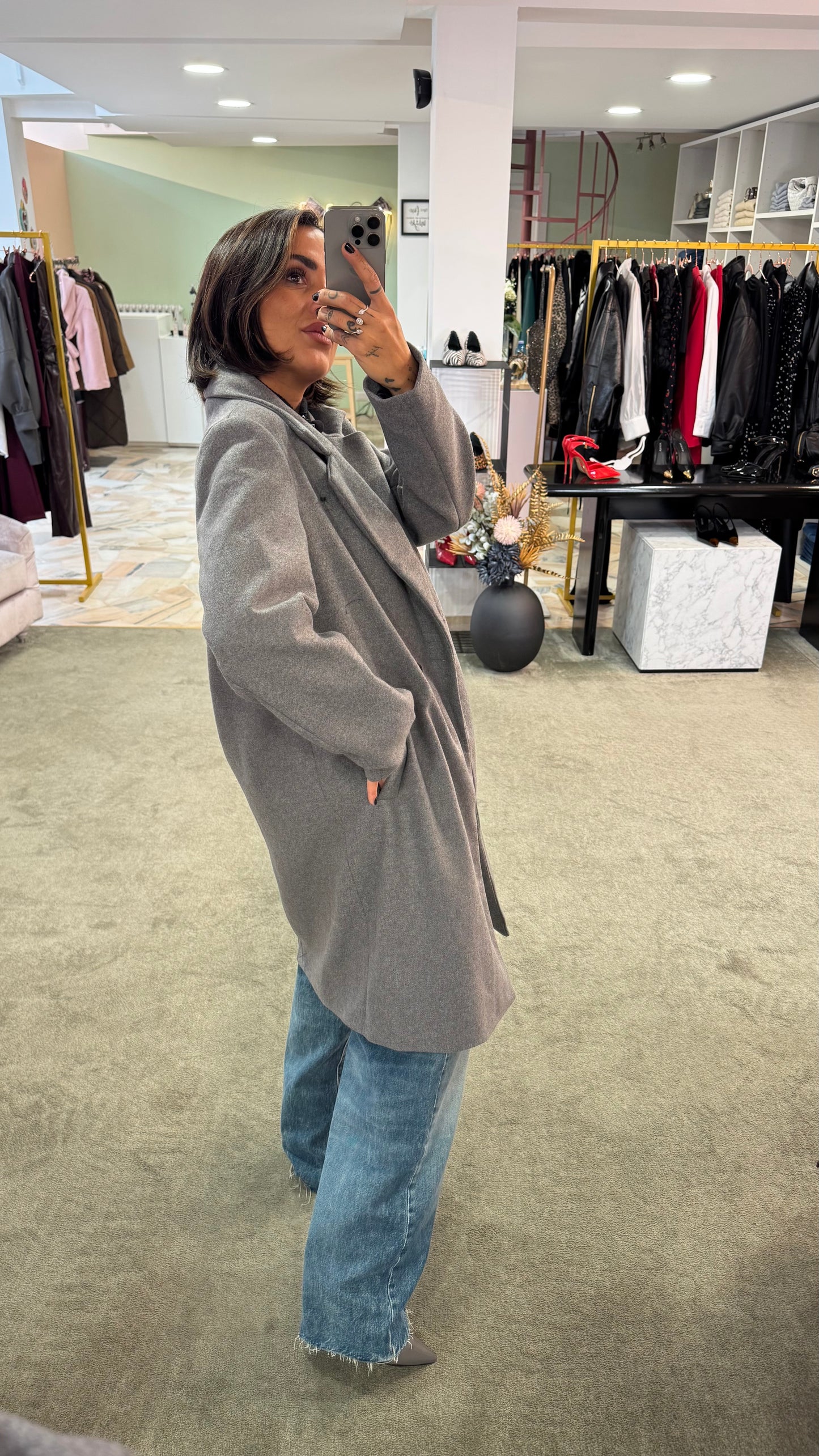Cappotto grigio midi jx