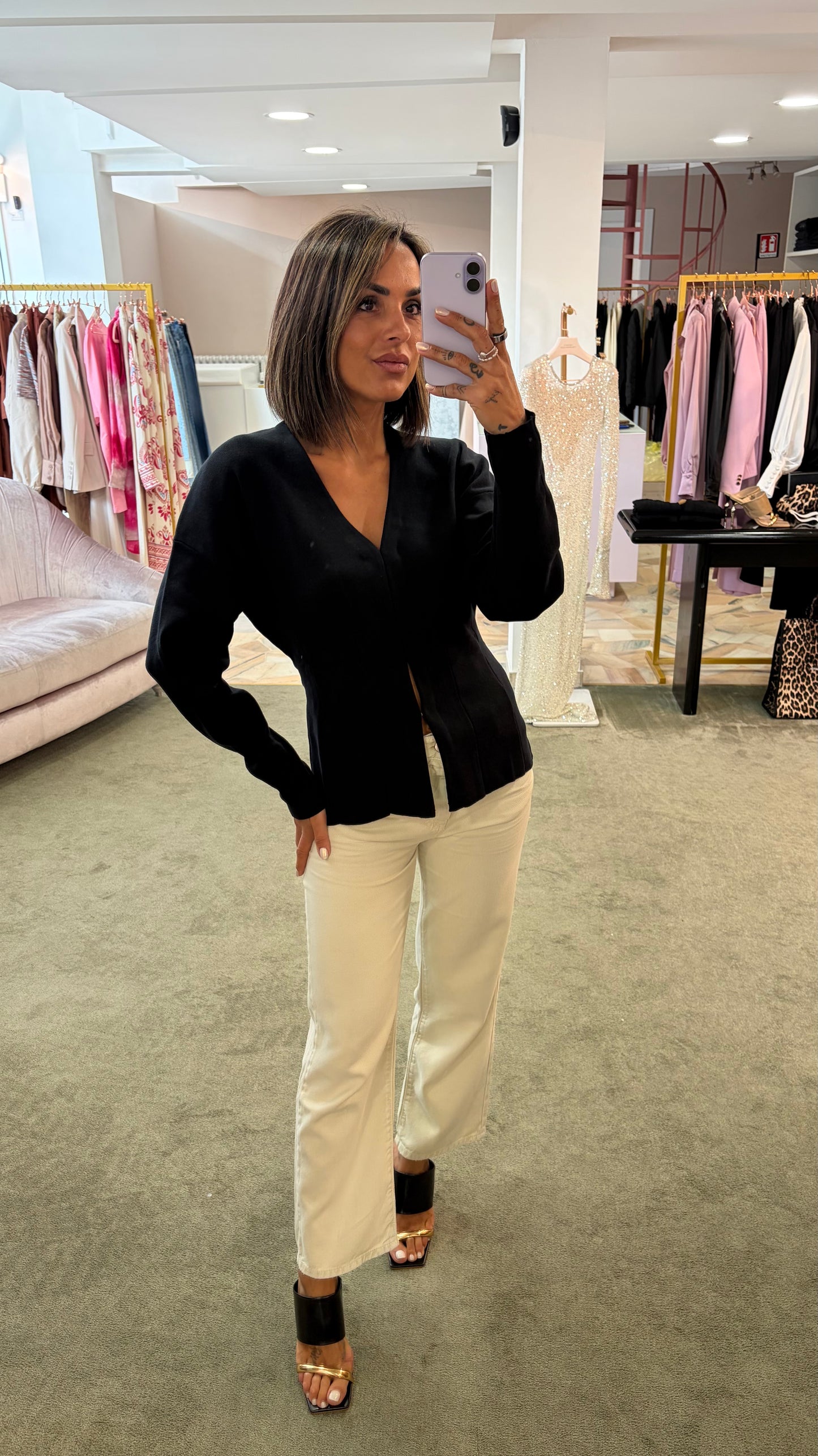 Cardigan giacca nera sciancrata sl