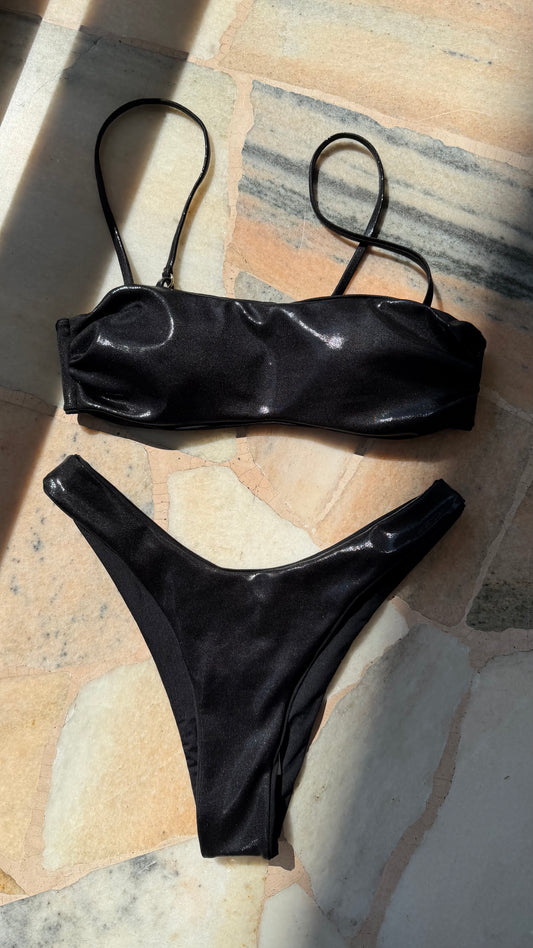 Bikini fascia nero laminato Matinée