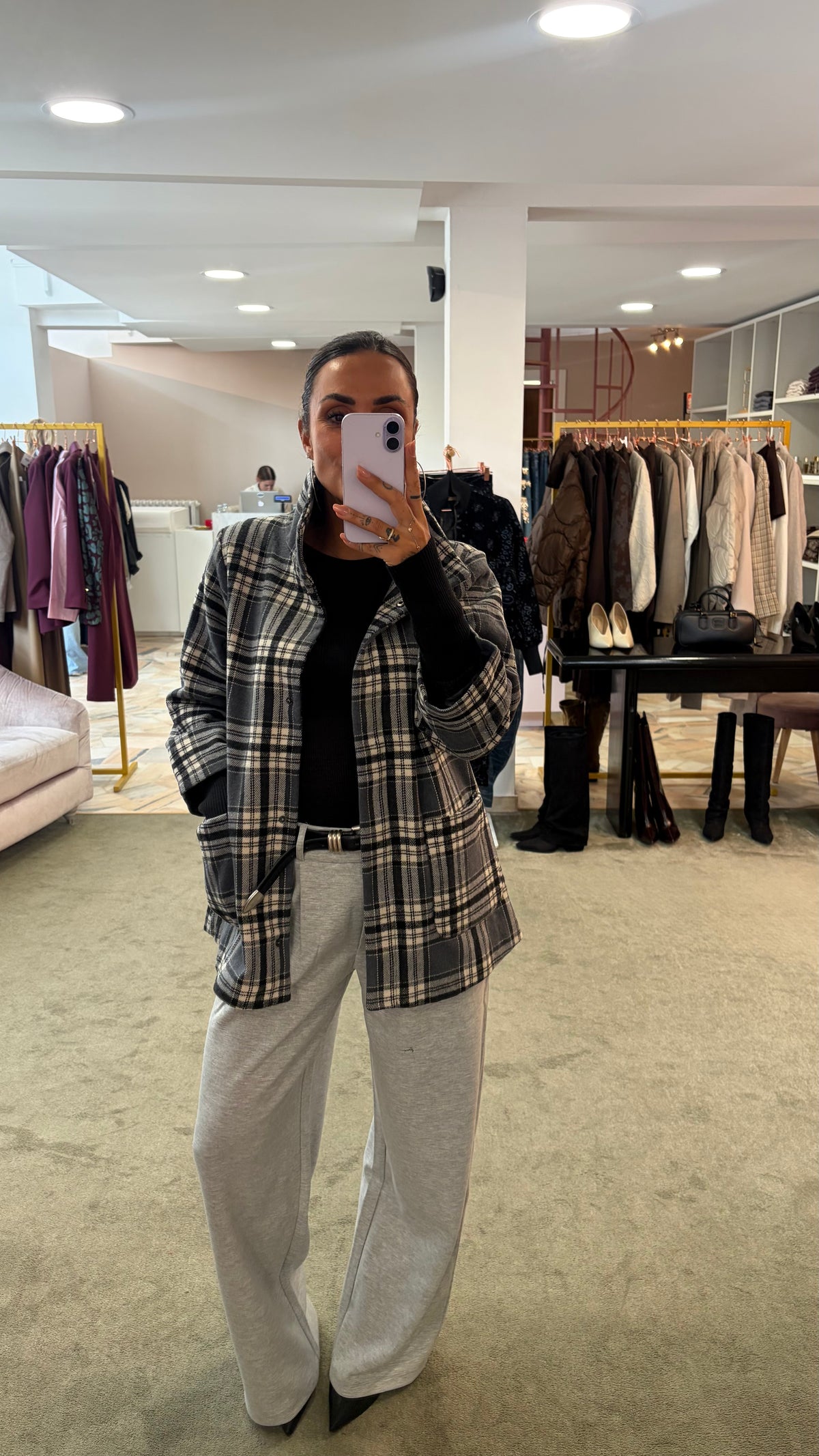 Giacca camicia check grigia sy