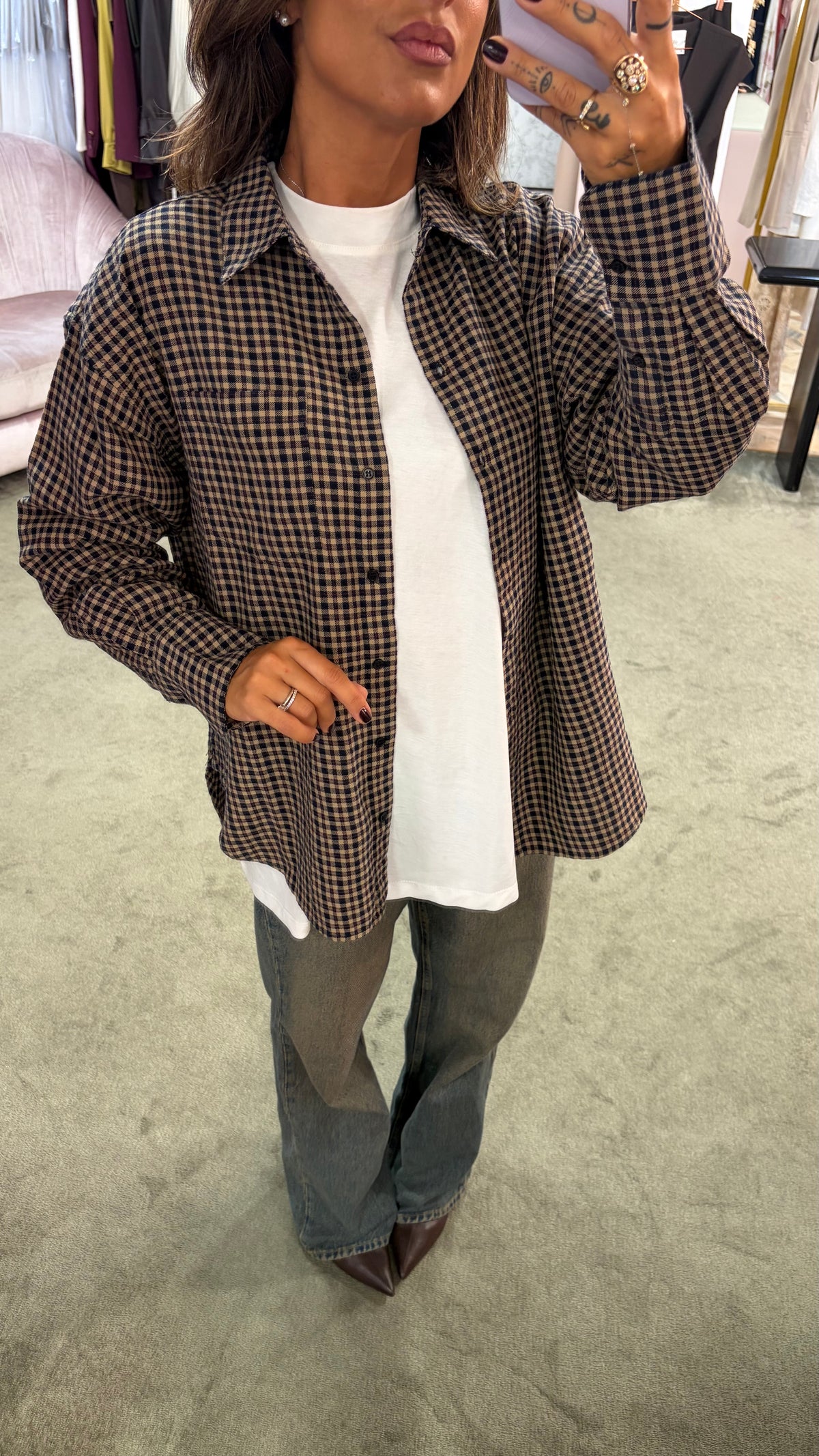 Camicia a quadri marrone jx