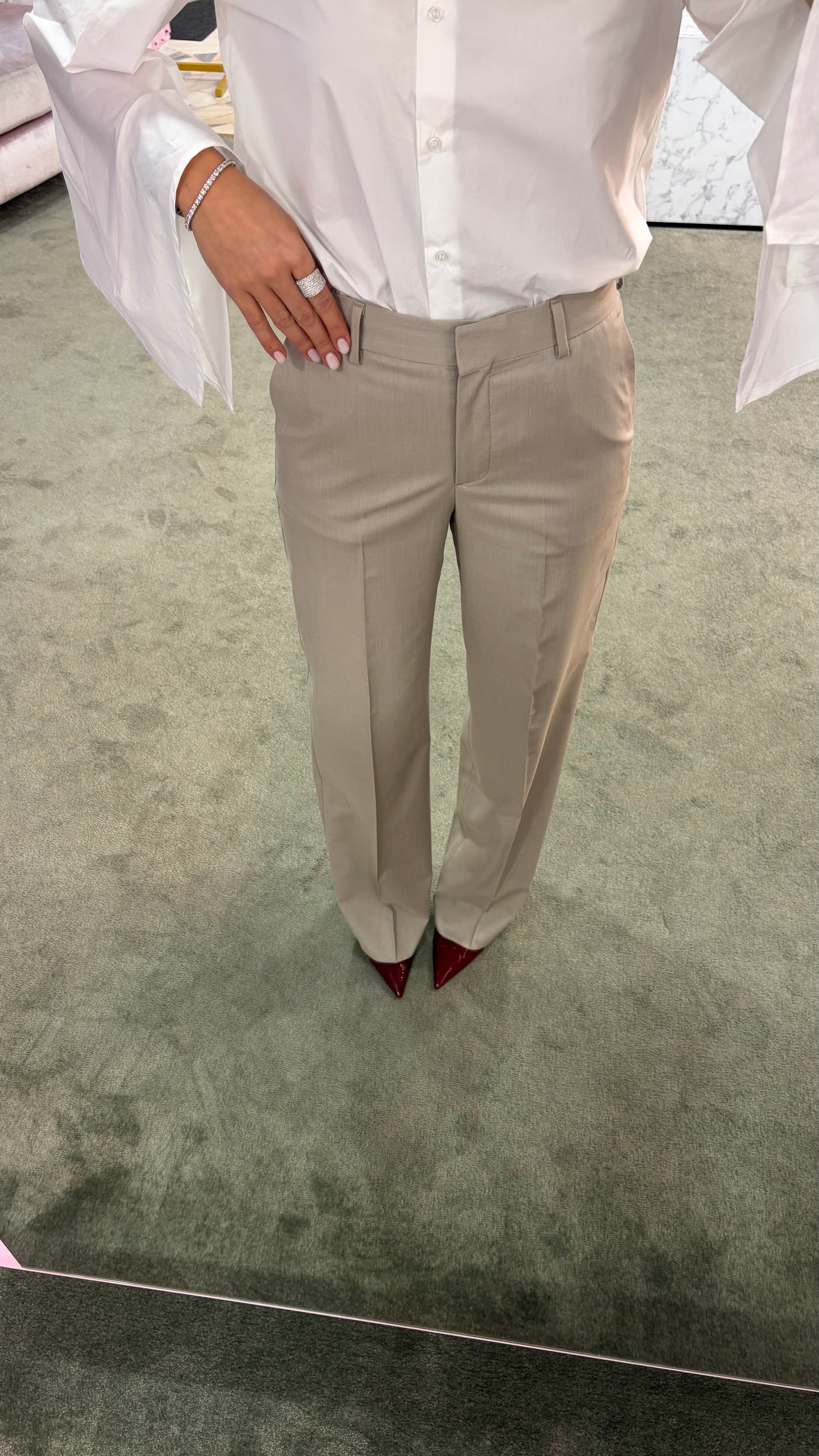 Pantaloni lisa beige melange wide leg sl