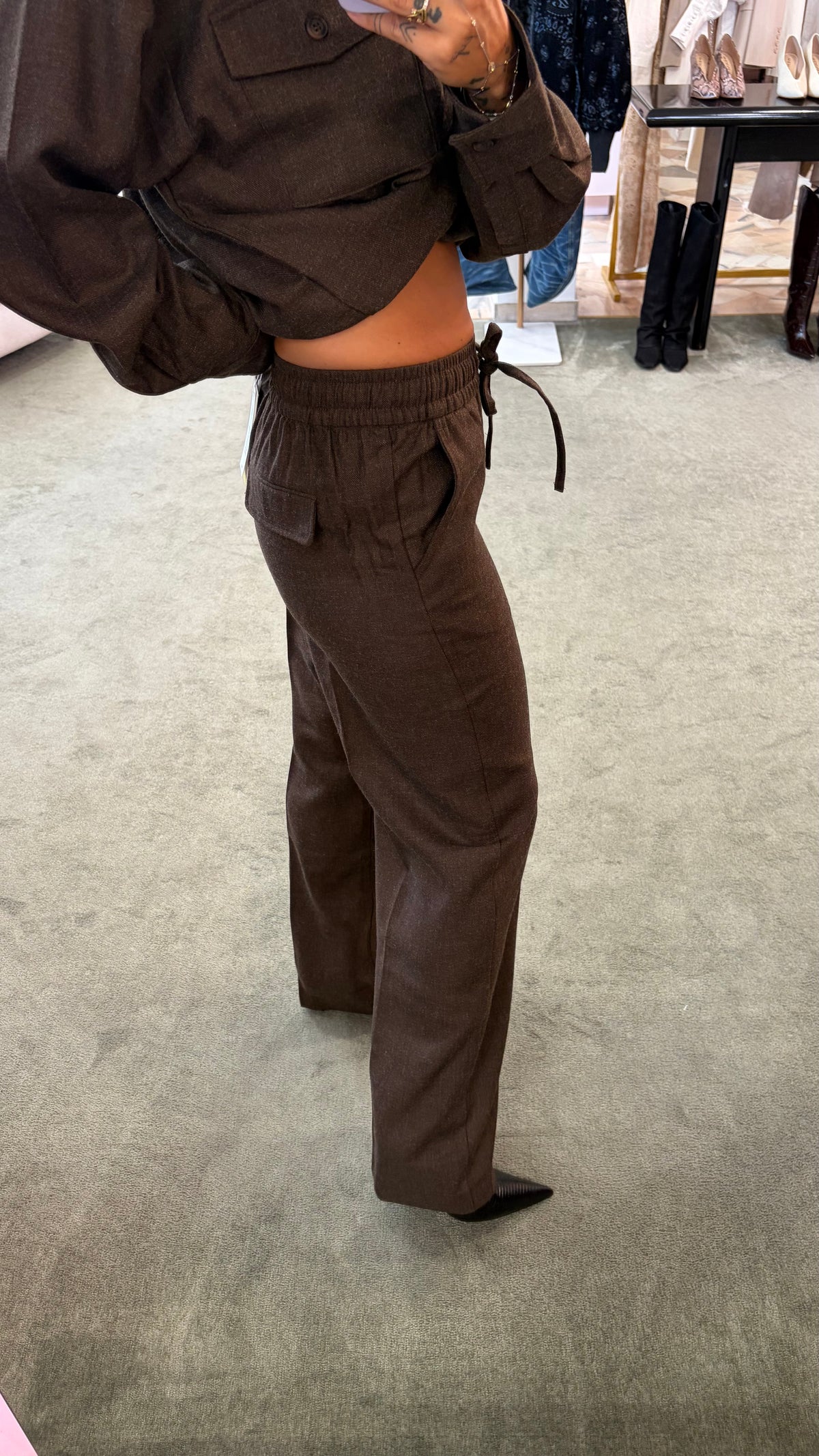 Pantaloni lili marroni caffè con coulisse jx