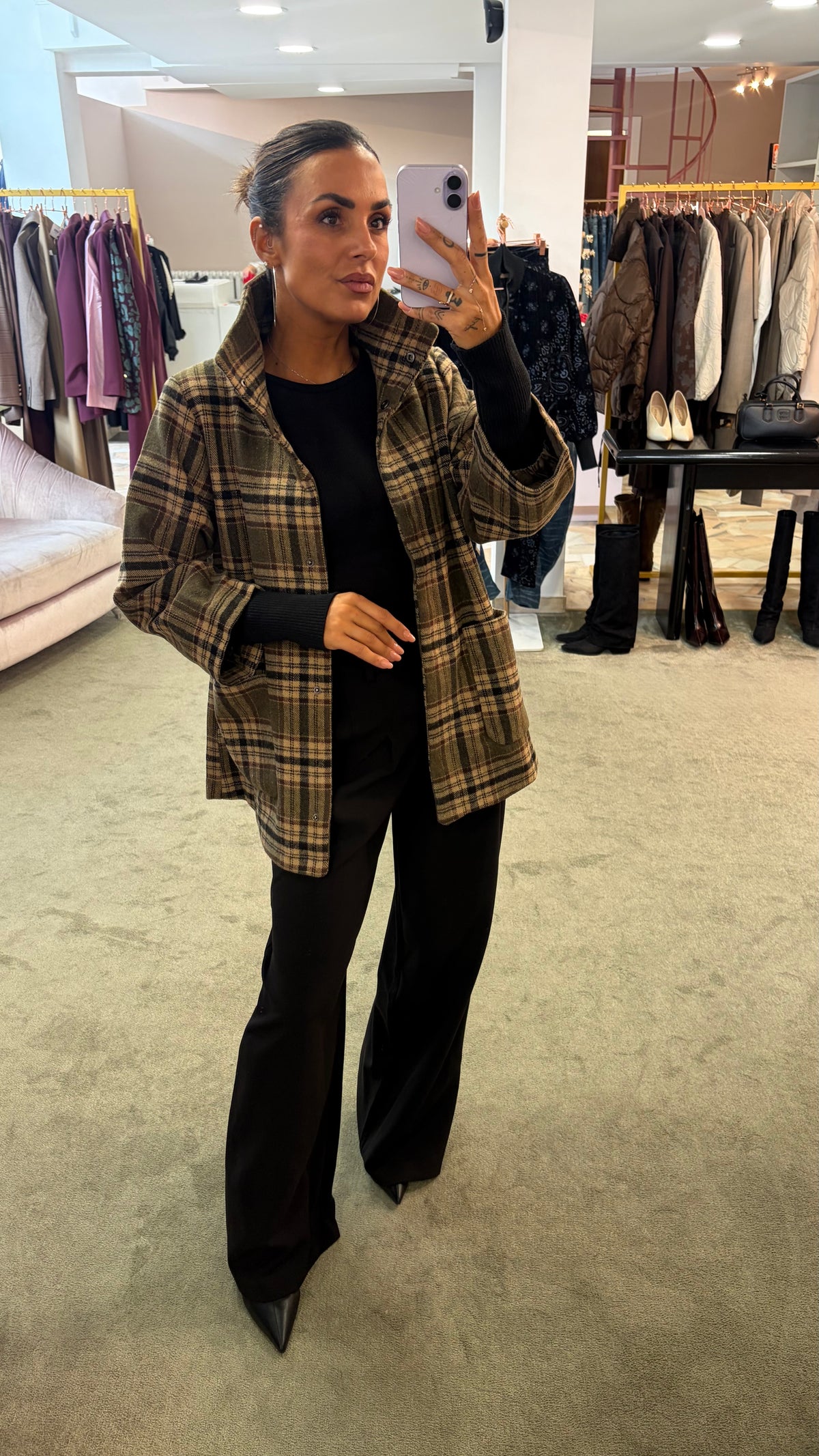 Giacca camicia check marrone sy