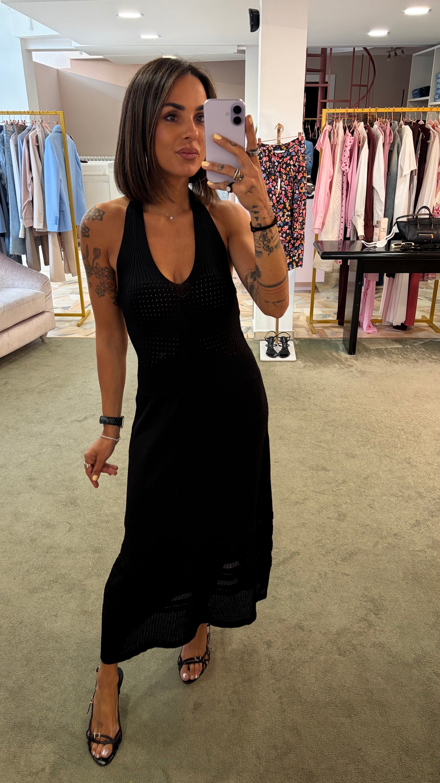 Abito midi nero in maglia bj