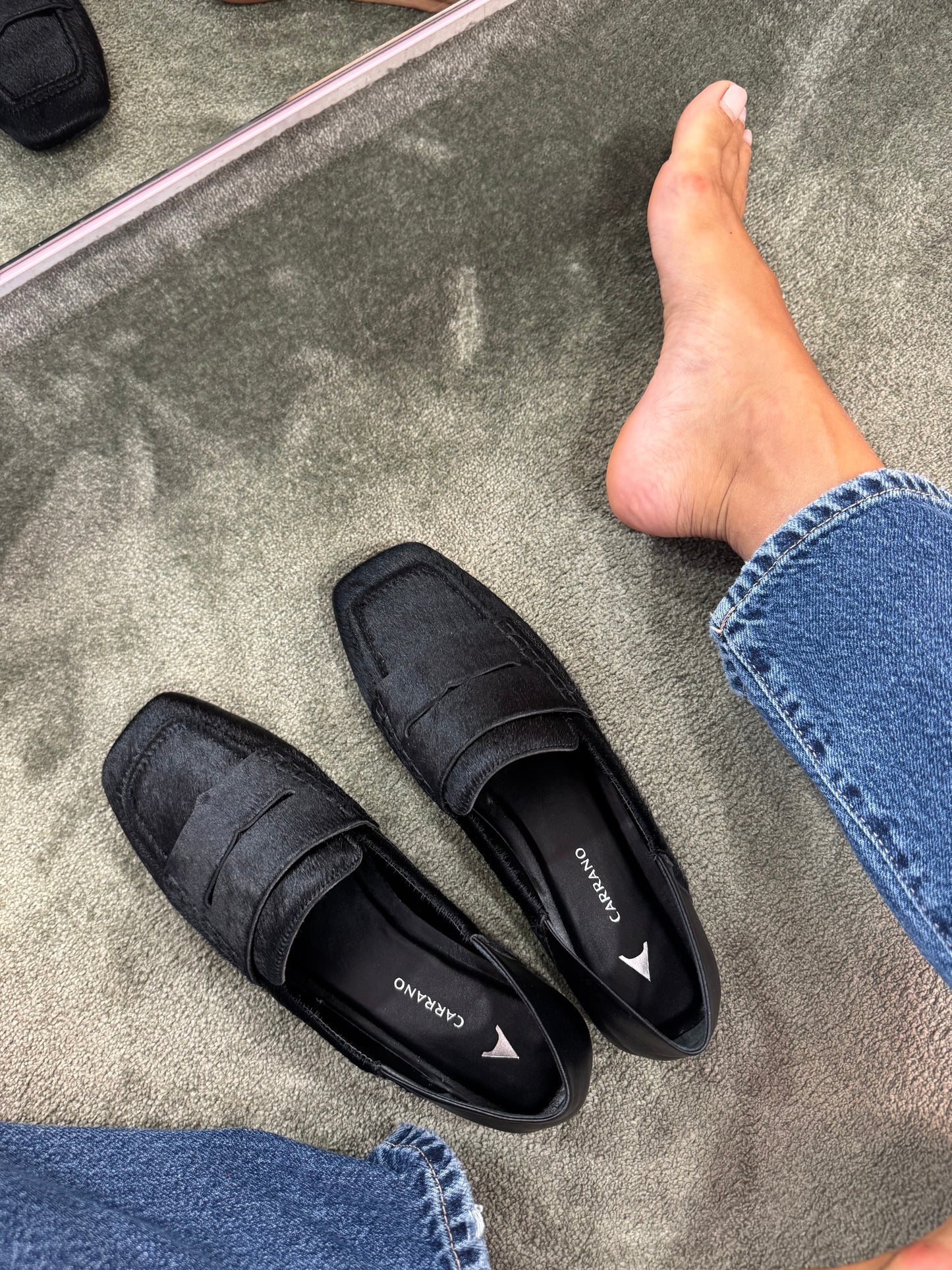 Mocassino nero in cavallino