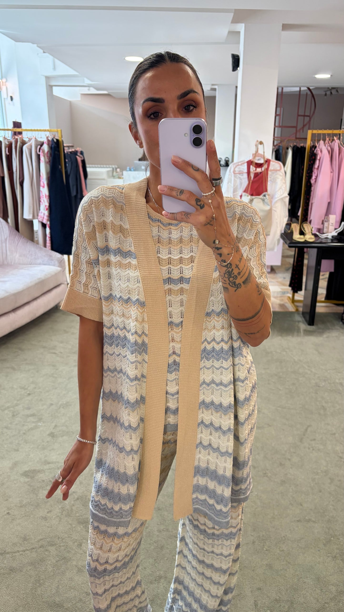Canotta missoni vibes azzurro e beige bj