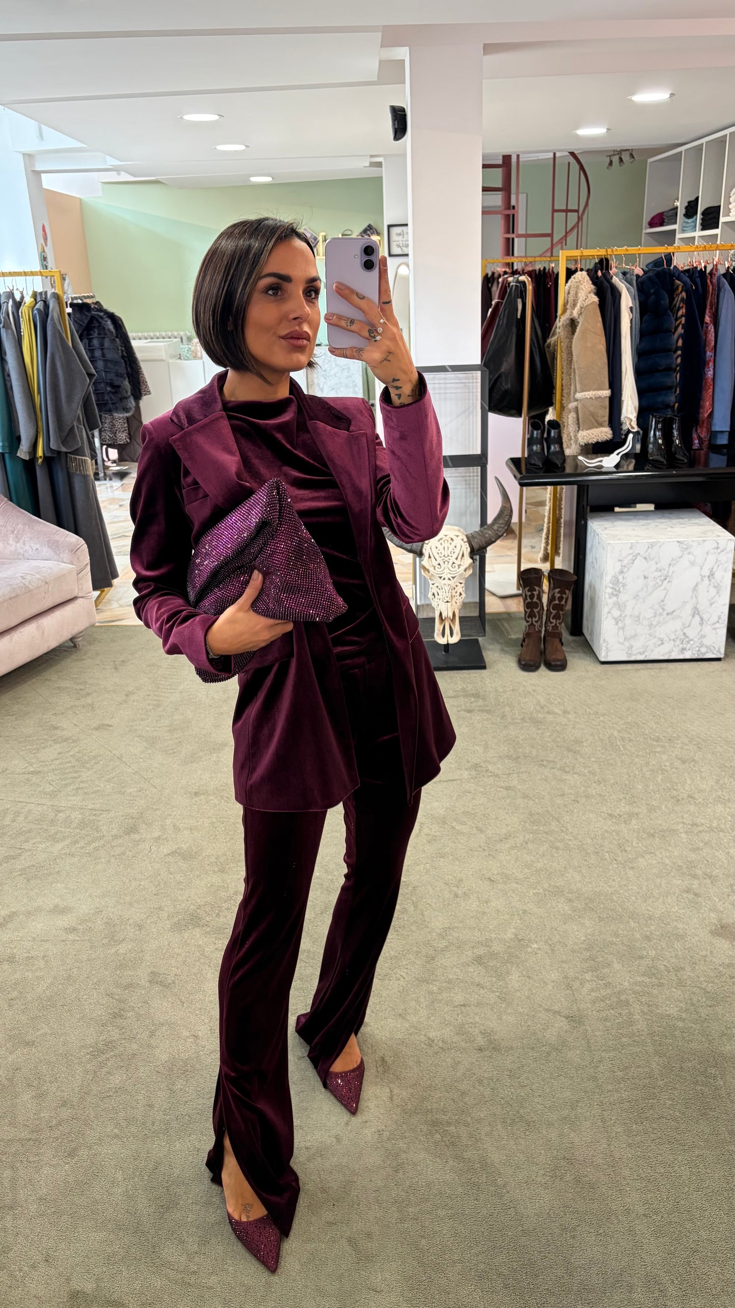 Borsa Maxi pochette dunham viola crystal