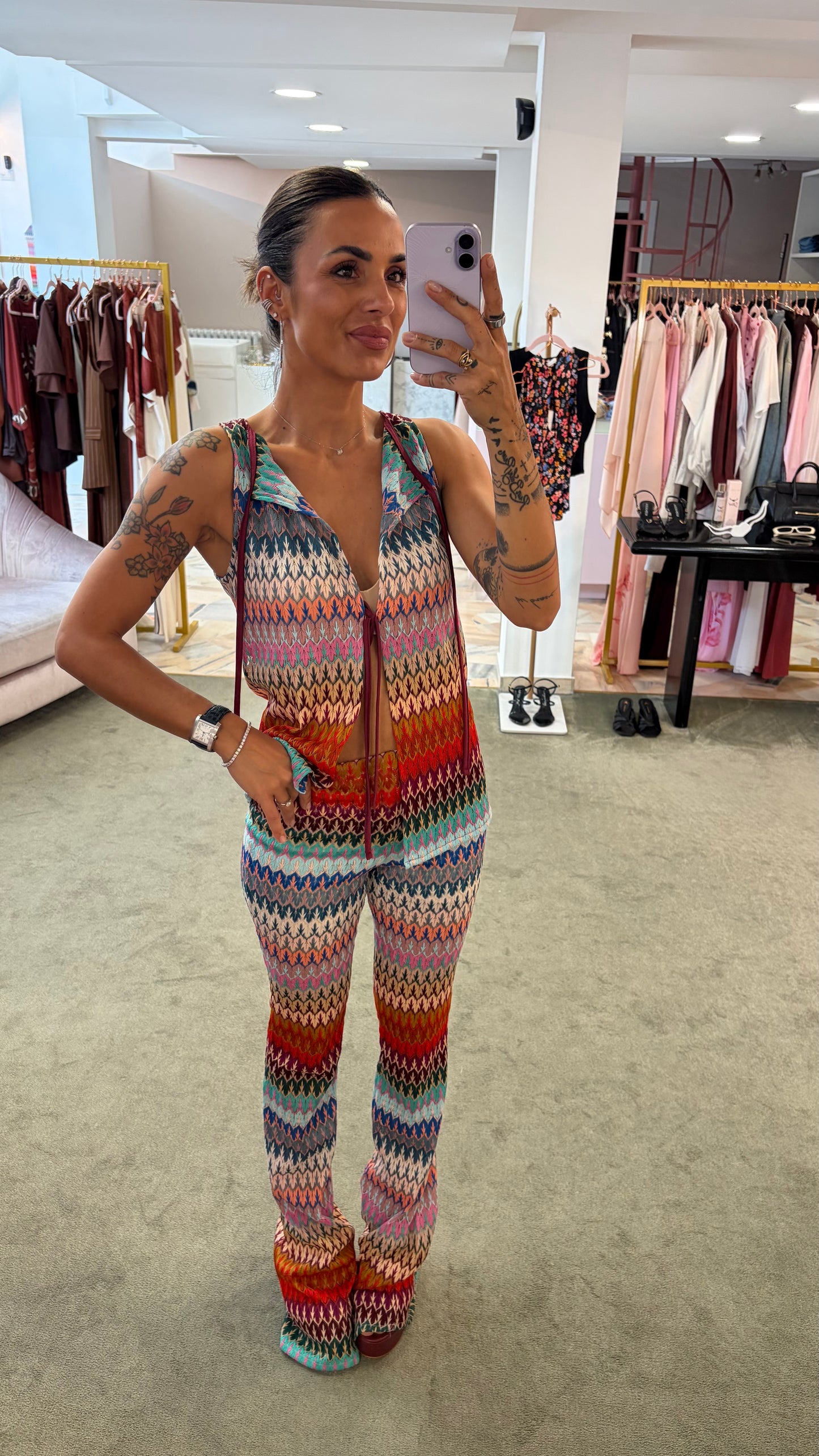 Pantaloni a zampa multicolor missoni vibes ks