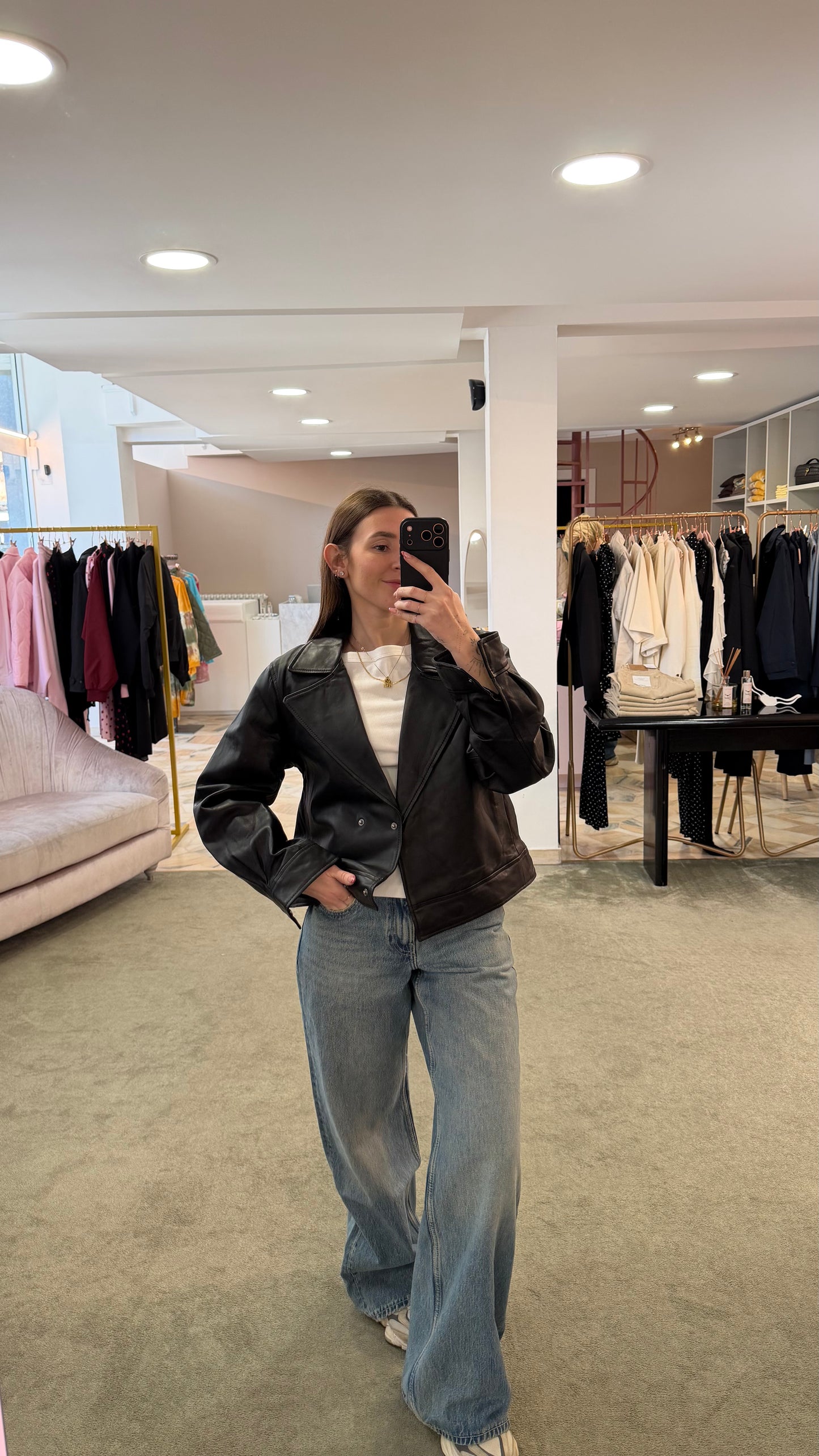 Giacca nera in pelle sl