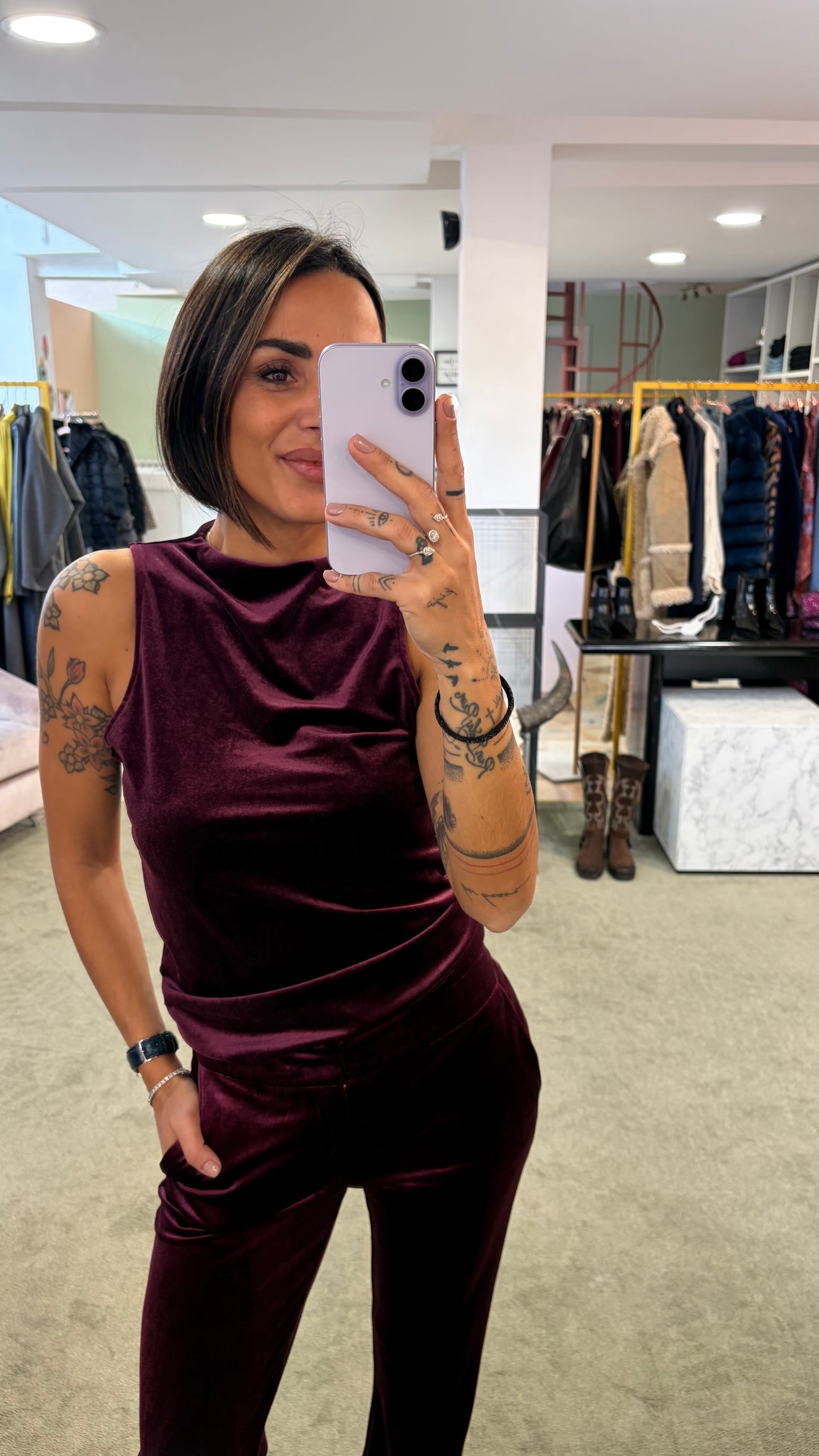 Canotta bordeaux in velluto Don't@Me