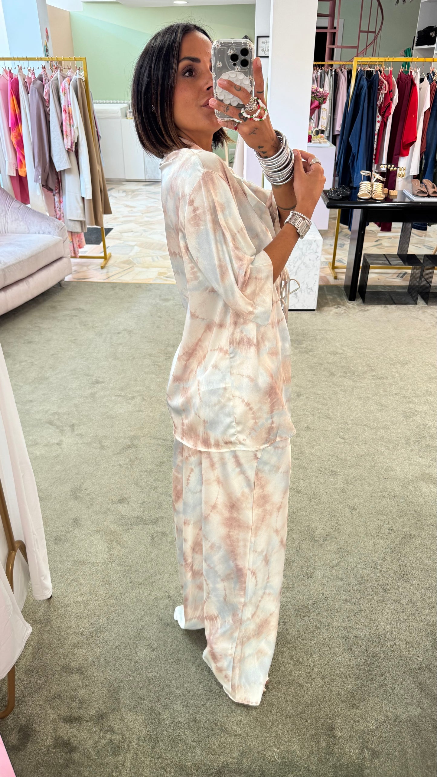 Camicia azzurra tie-dye con lace  gl
