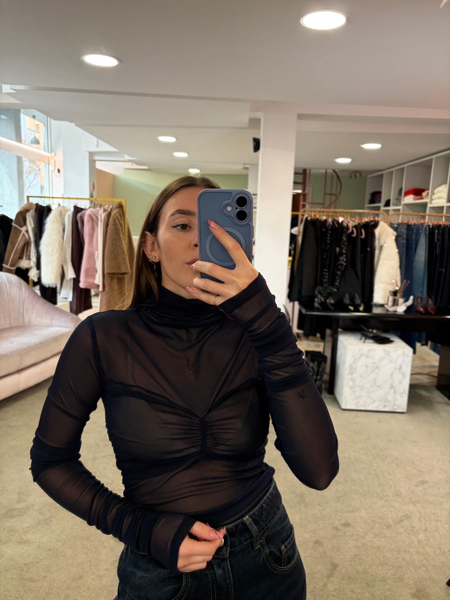 Body blu notte in tulle ks