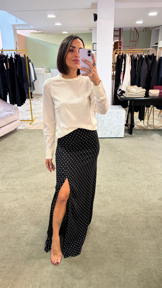 Gonna lunga anita MAR DE MARGARITAS nera a pois con spacco