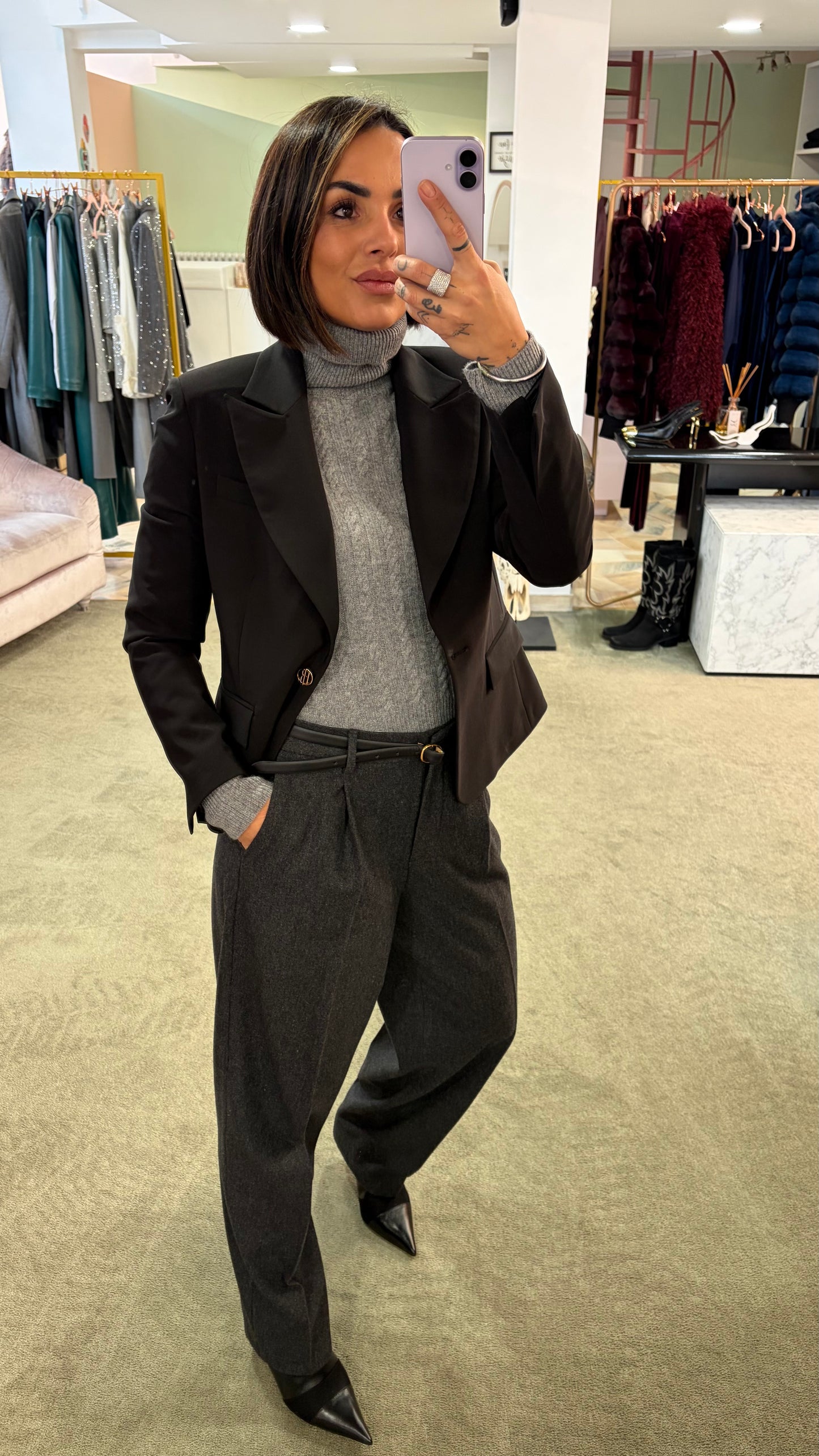 Blazer nero slim corto  fr