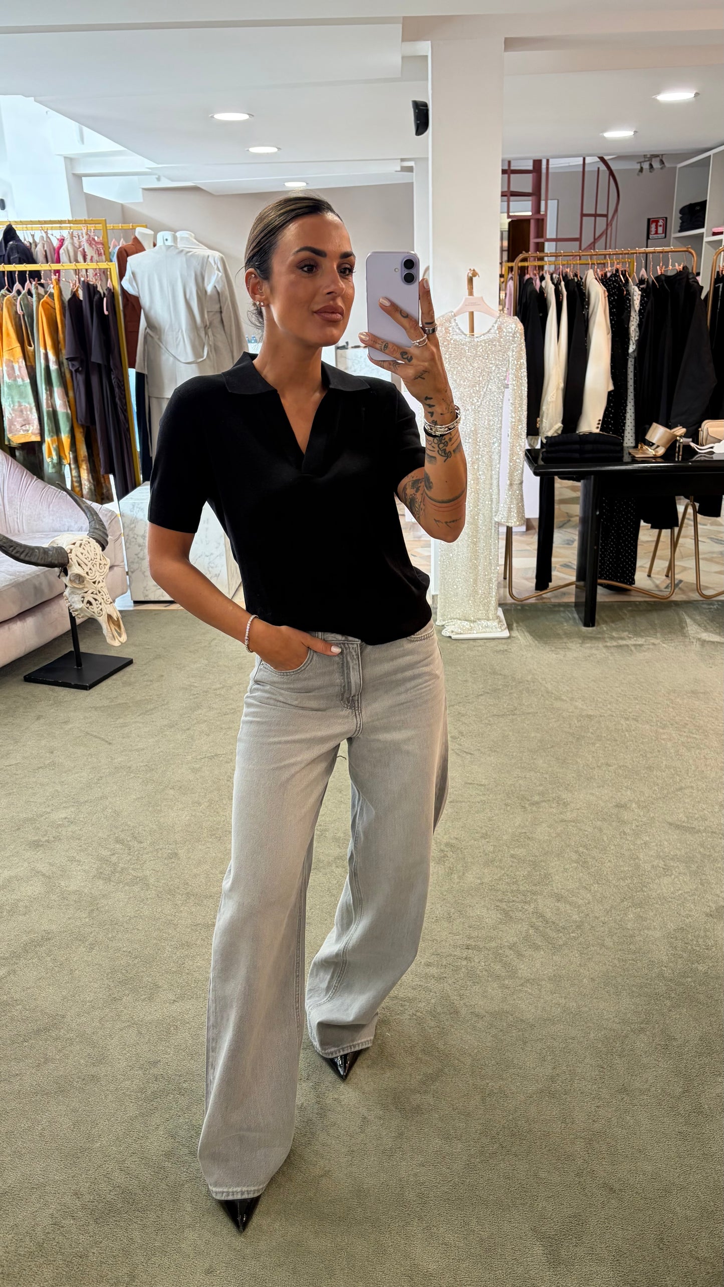 Polo nera manica corta glp