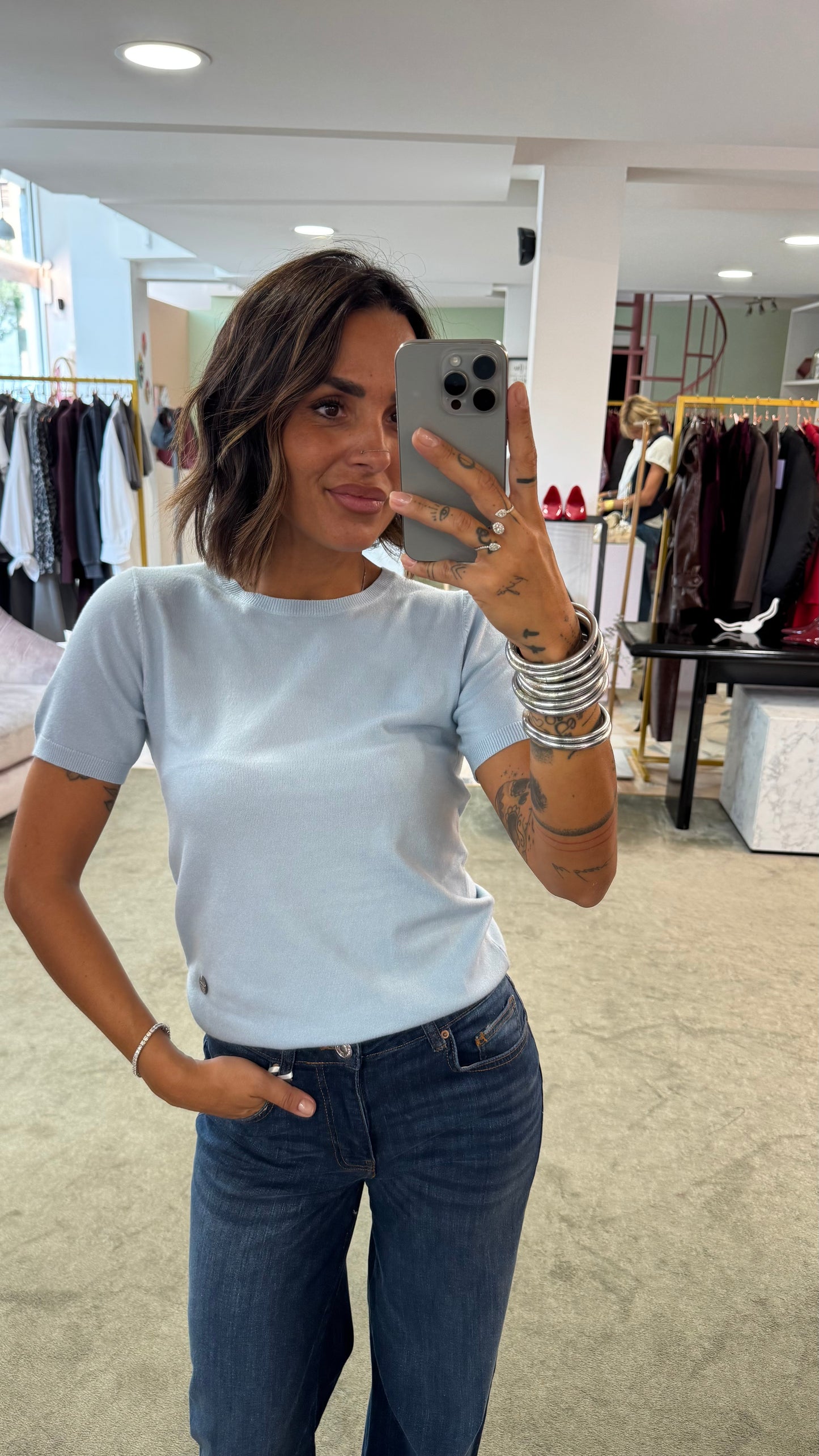 Maglia azzurro manica corta tk