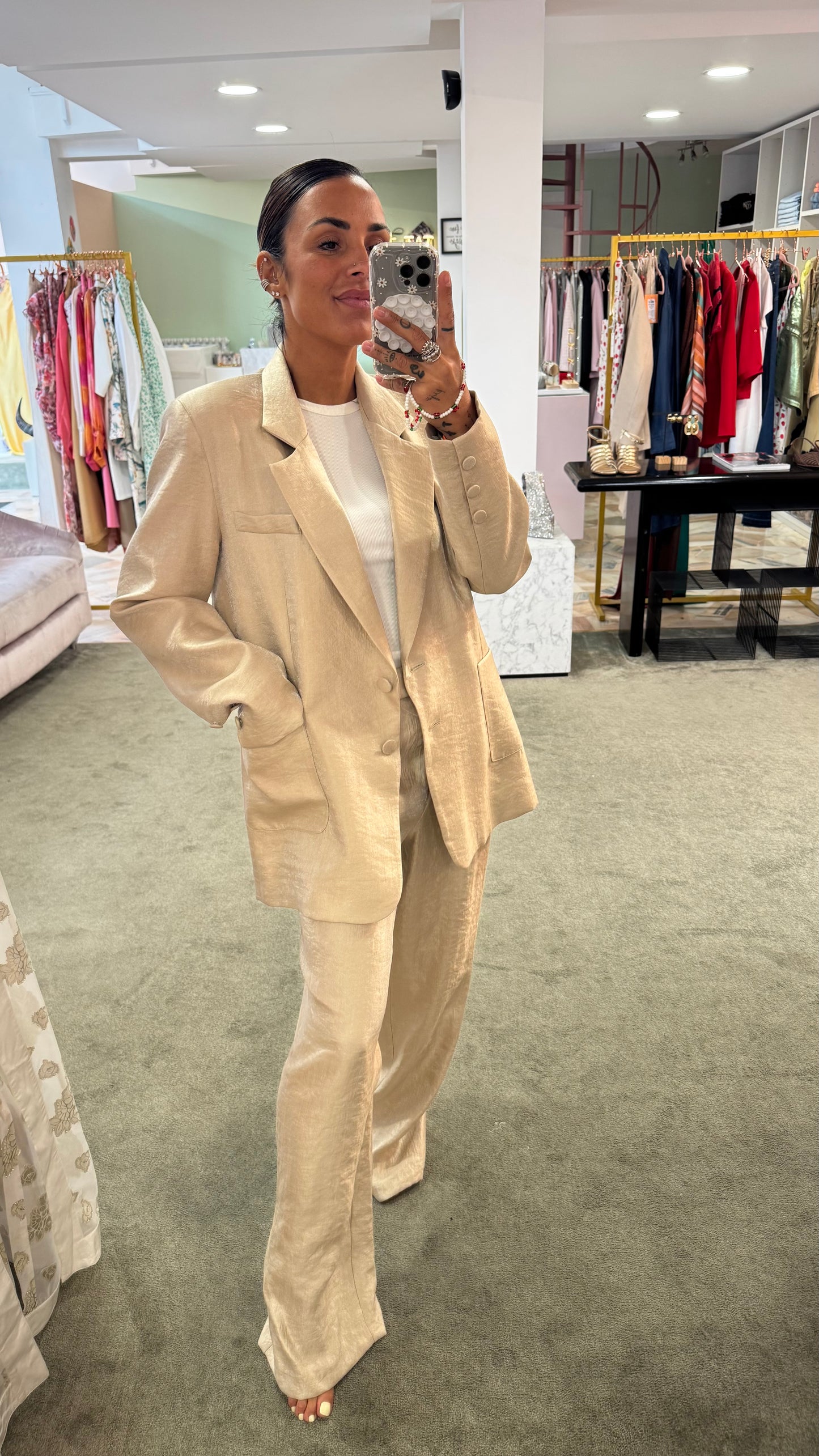 Blazer beige satin lucido Actualee