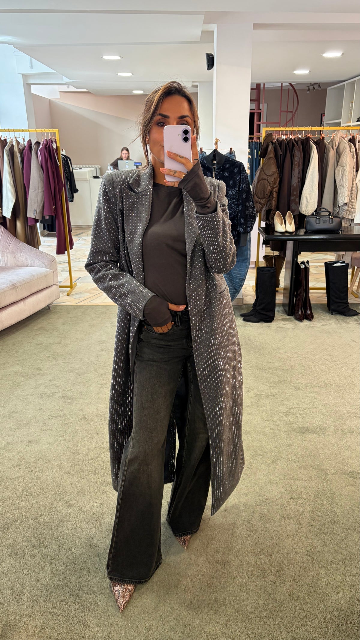 Cappotto lungo grigio cristalli tw