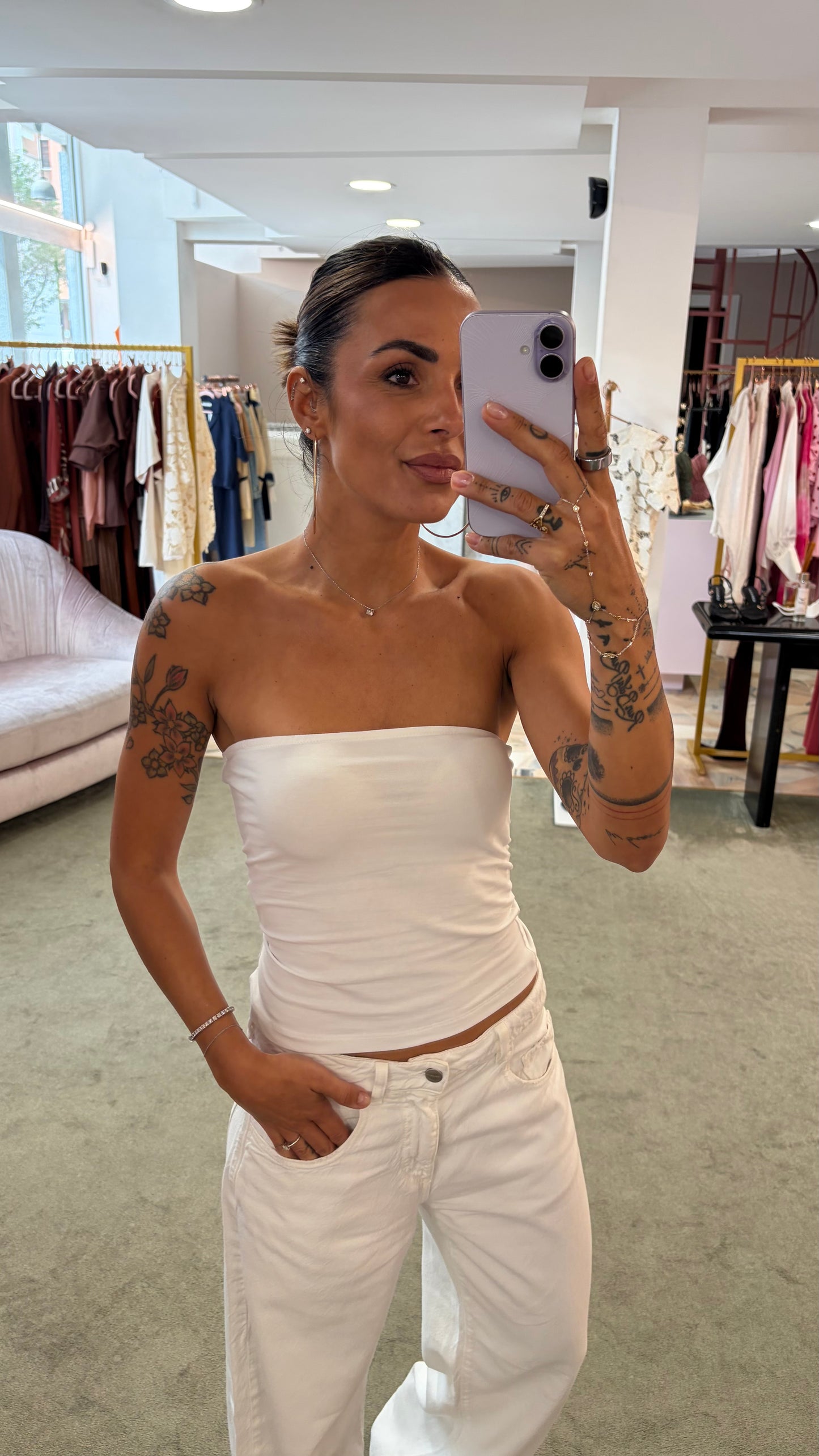 Top a fascia bianco jx