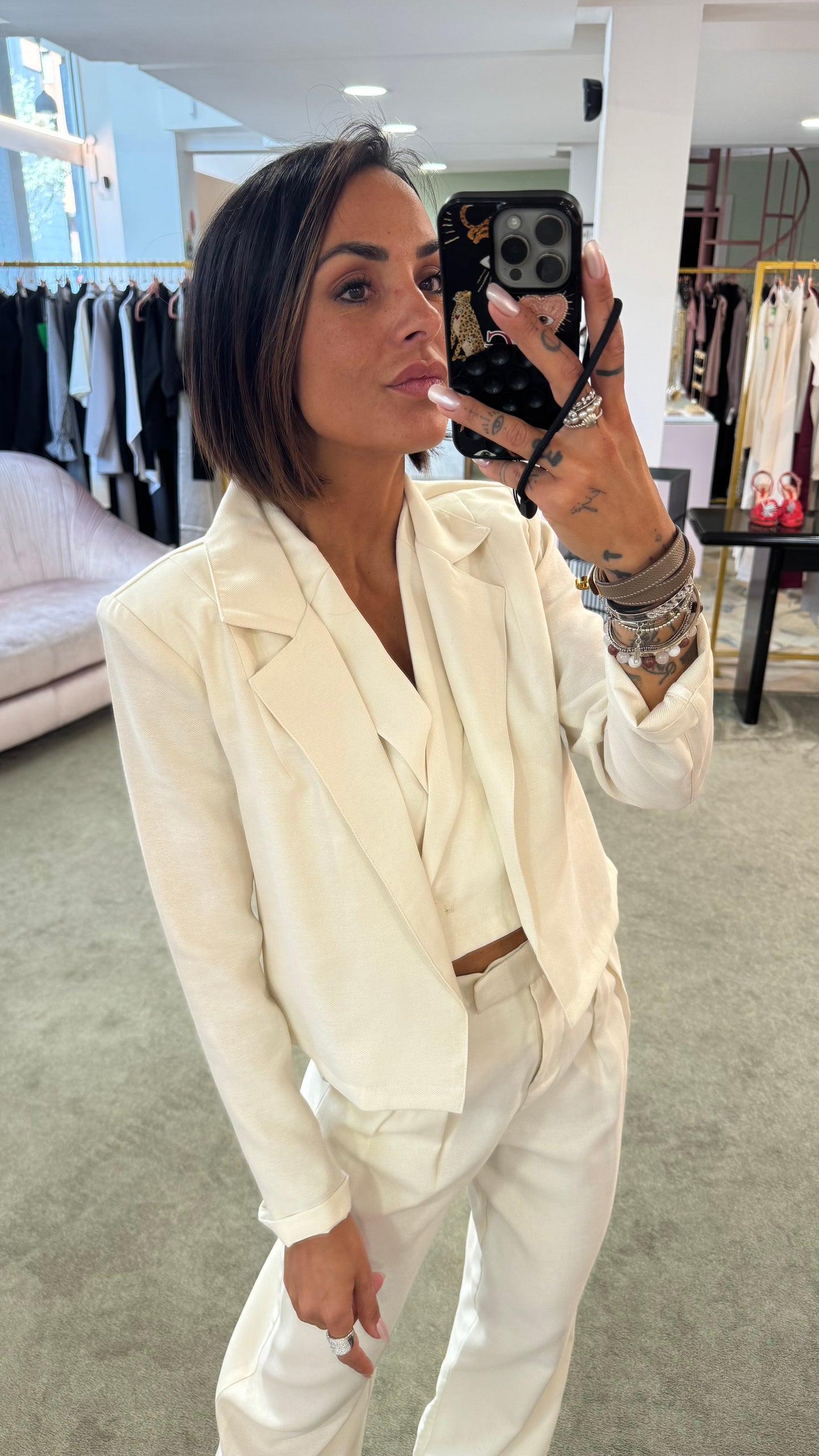 Blazer bianco burro crop ay