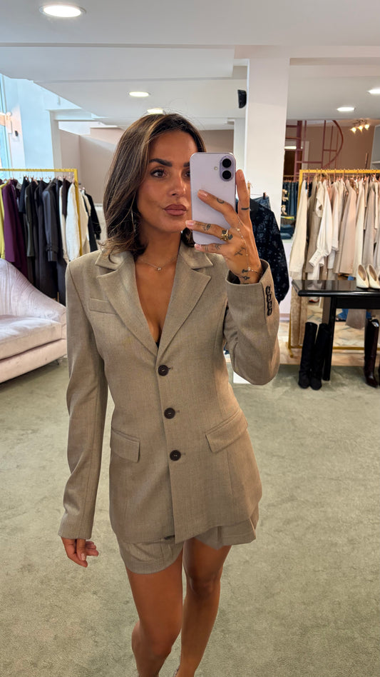 Blazer spigato tortora Mar de Margaritas monopetto