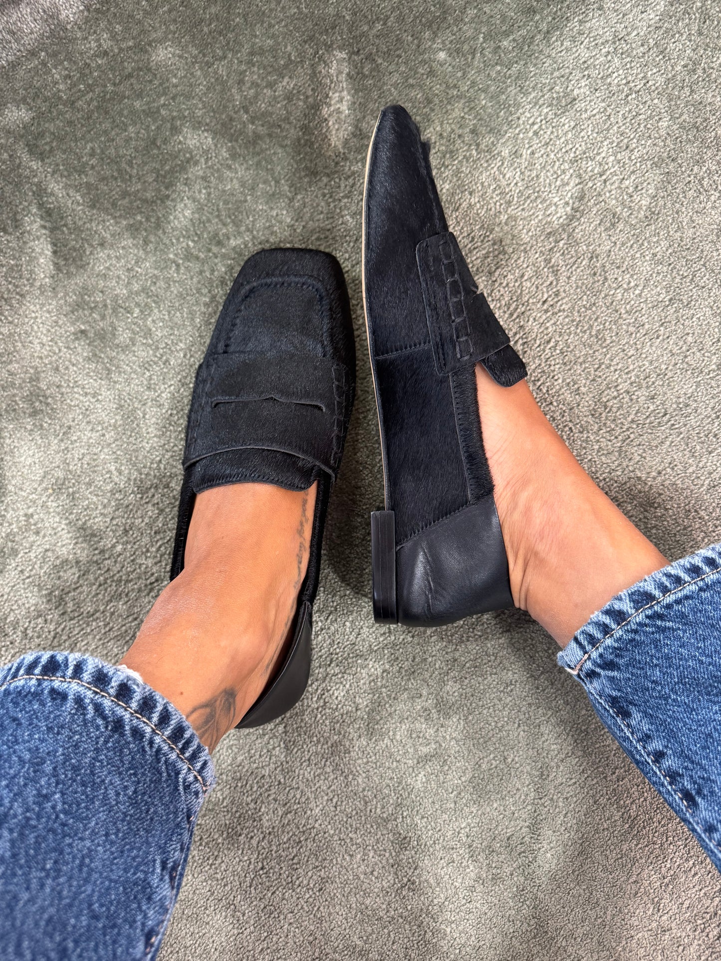 Mocassino nero in cavallino