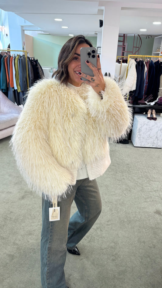 Pelliccia eco bianca luxury pelo lungo un