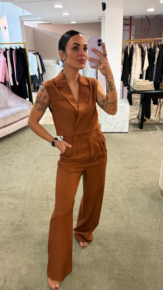 Gilet corto tabacco ay