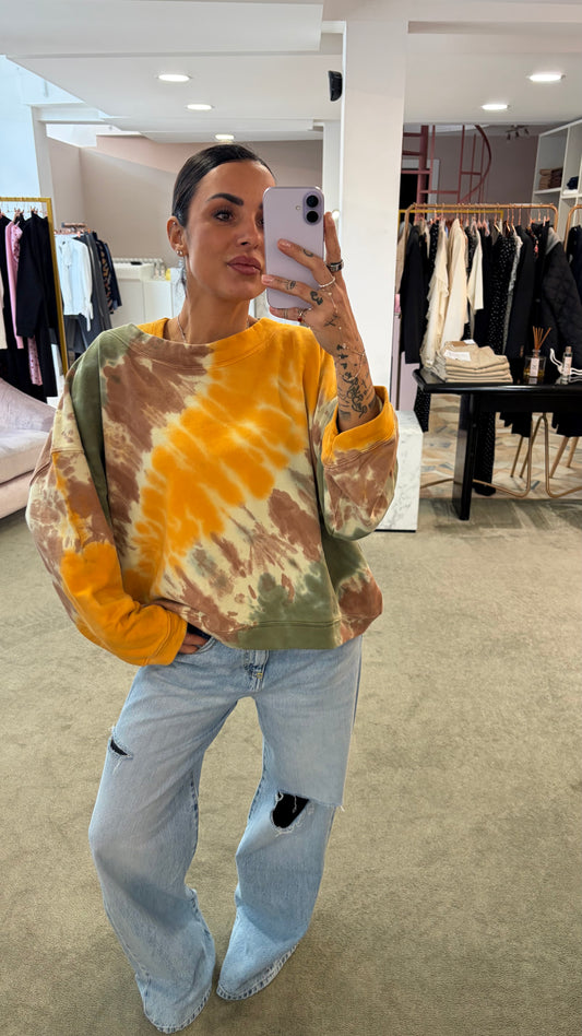 Felpa gialla verde tie-dye scollo tondo Don't@Me