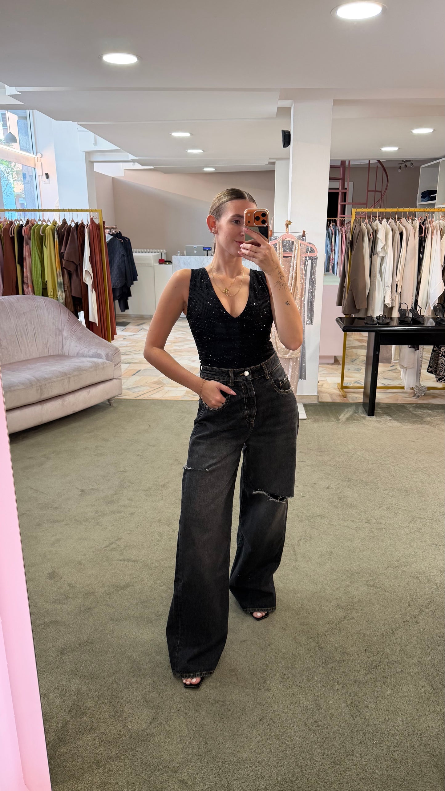 Jeans poppy grigi con strappi Icon A/I26