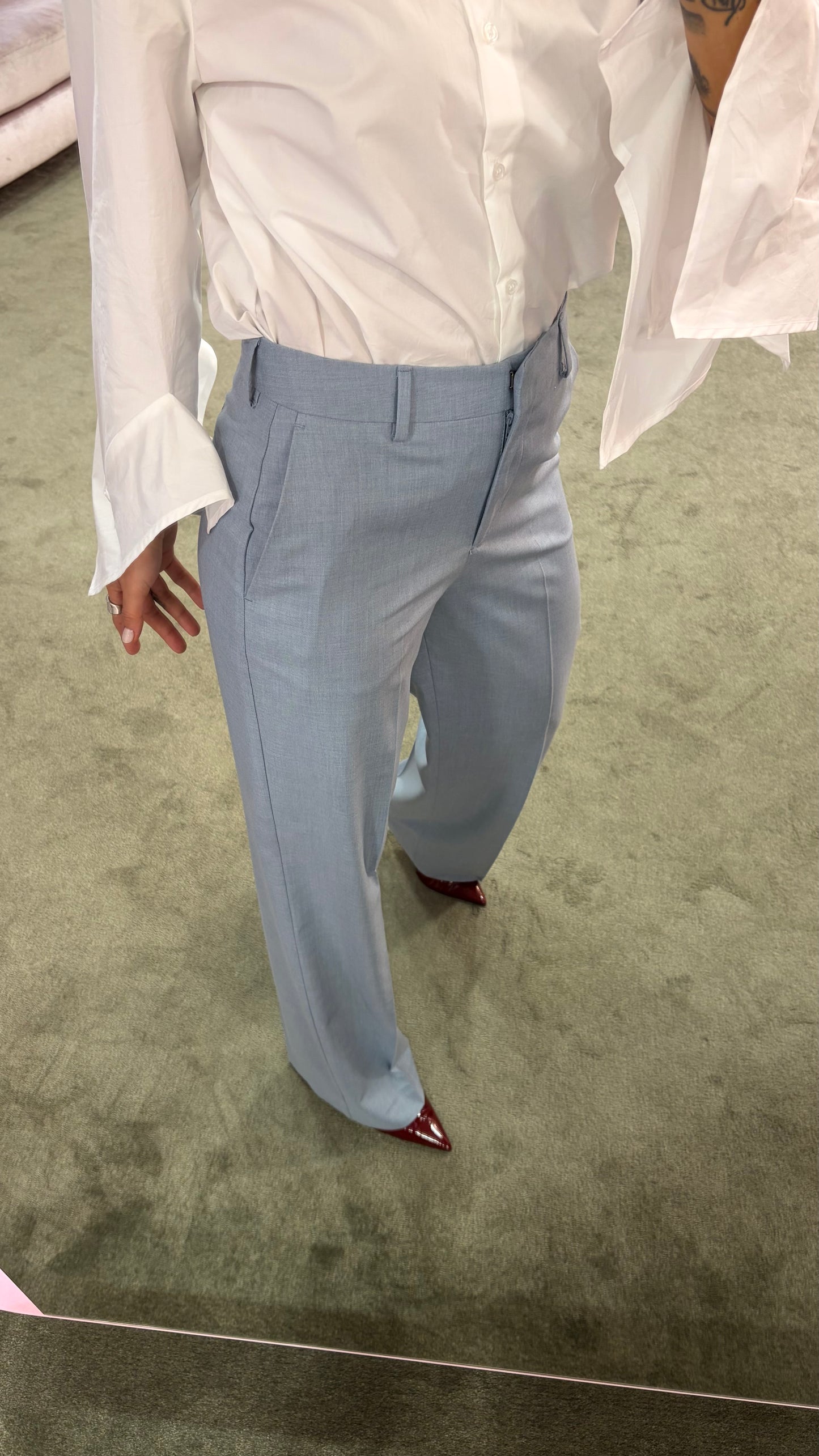 Pantaloni lisa azzurri wide leg sl