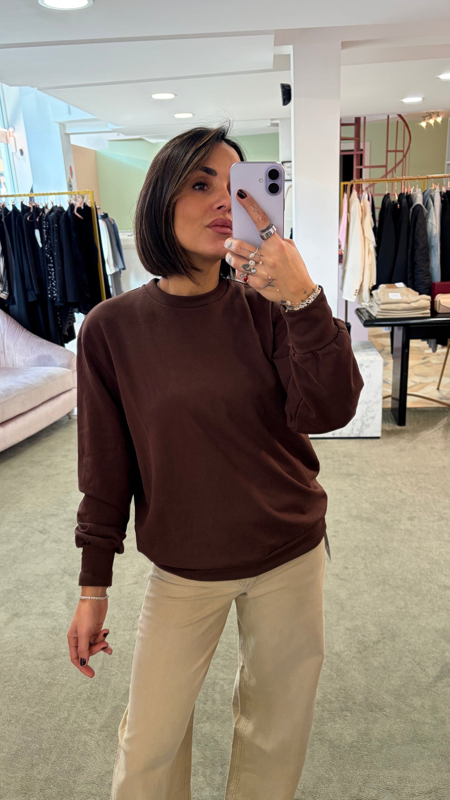 Felpa oversize marrone cioccolato gl