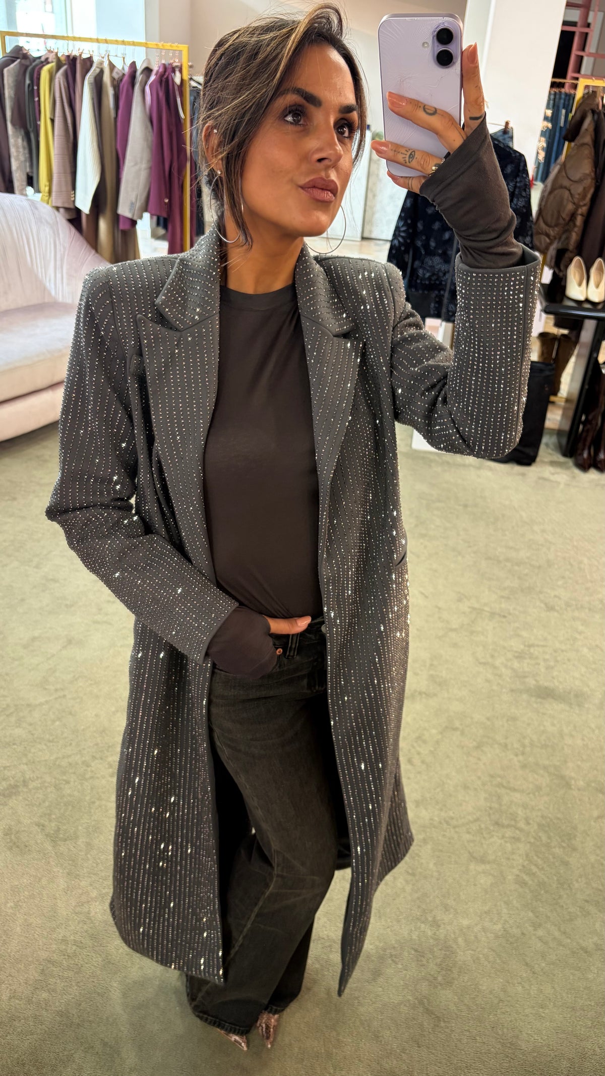 Cappotto lungo grigio cristalli tw