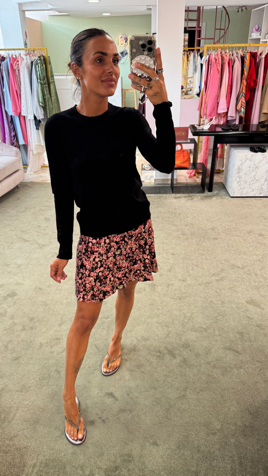 Maglione nero girocollo in viscosa jx