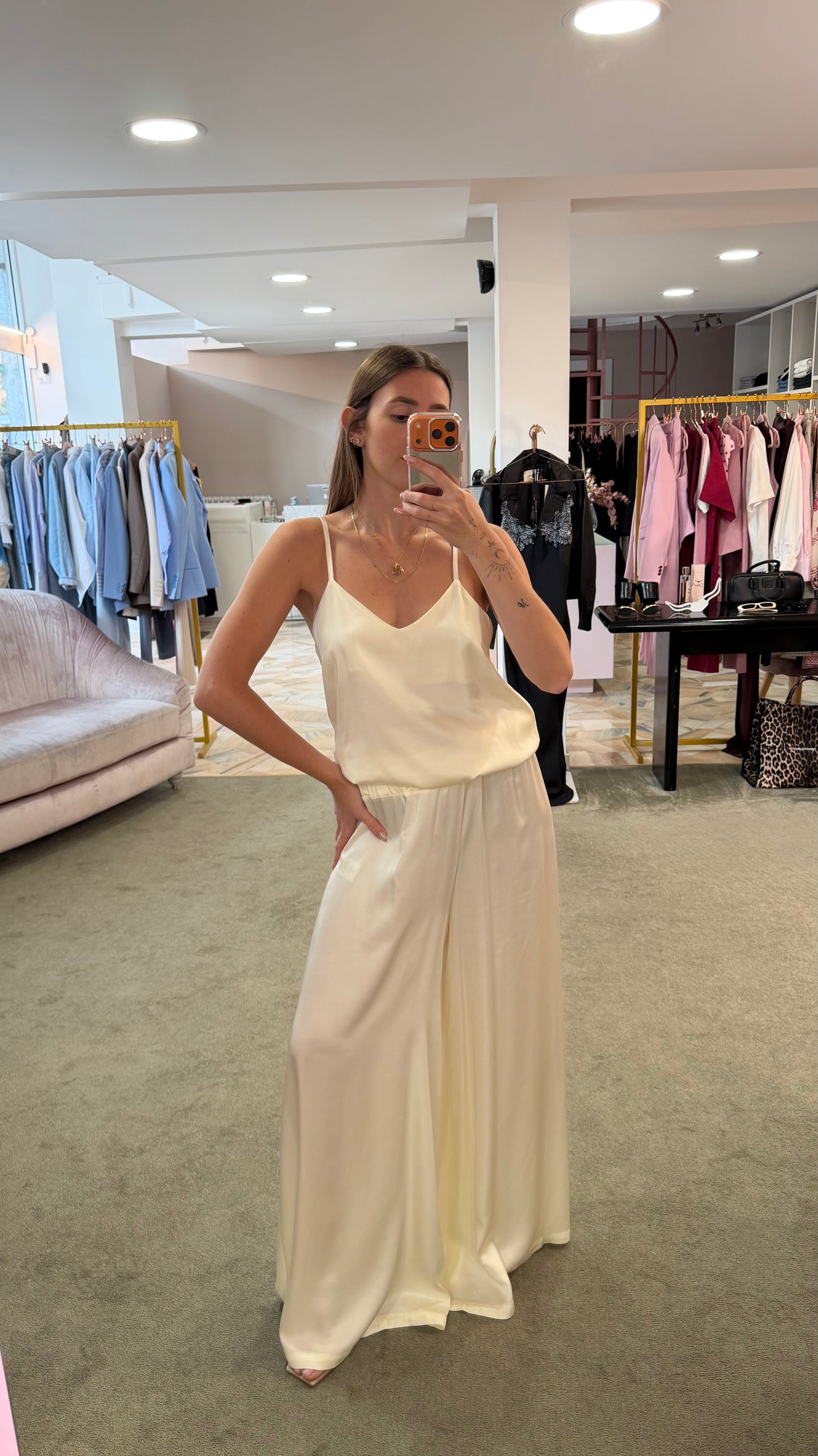 Canotta panna in satin ay