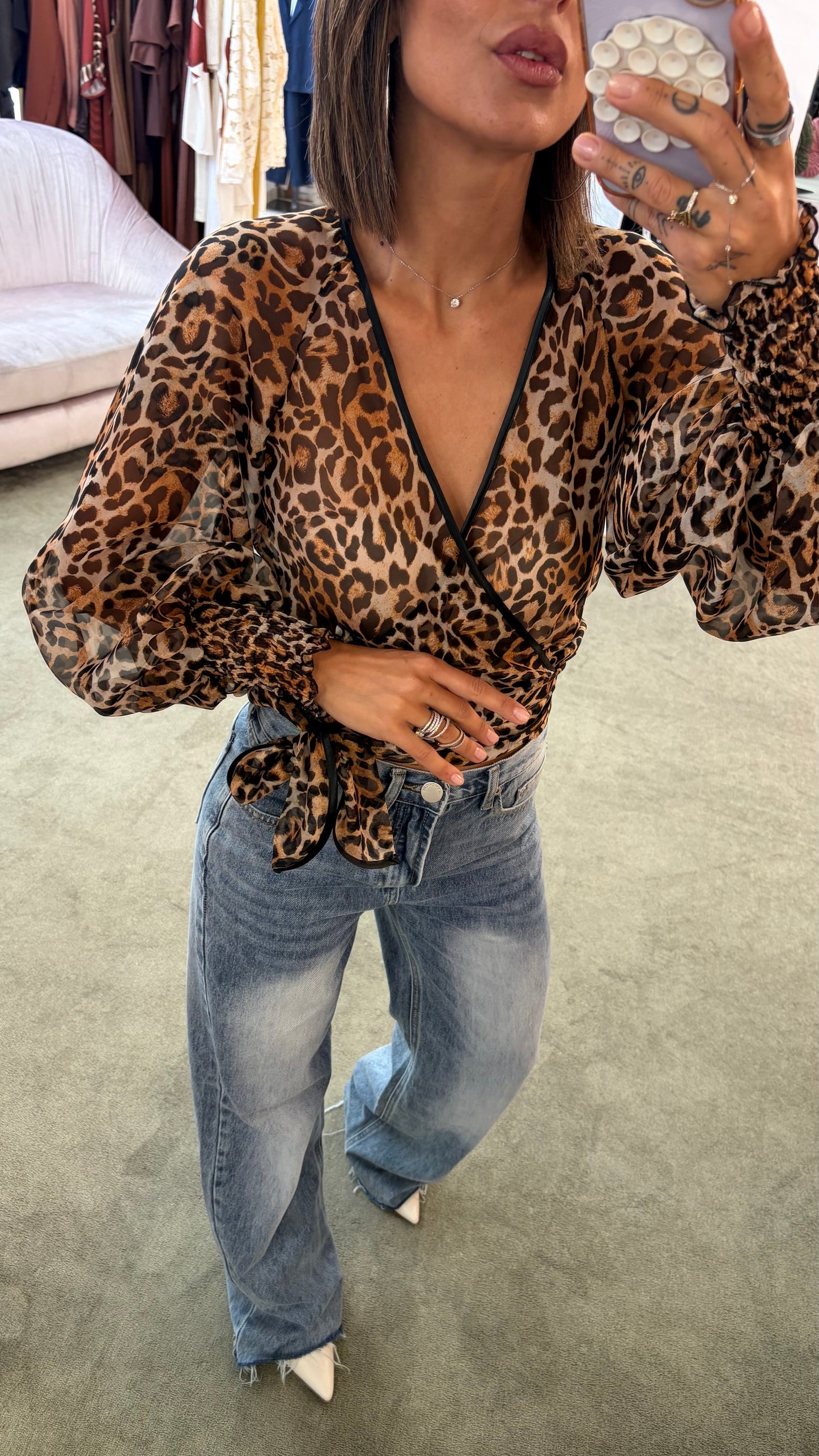 Camicia leopardata con fusciacca mq