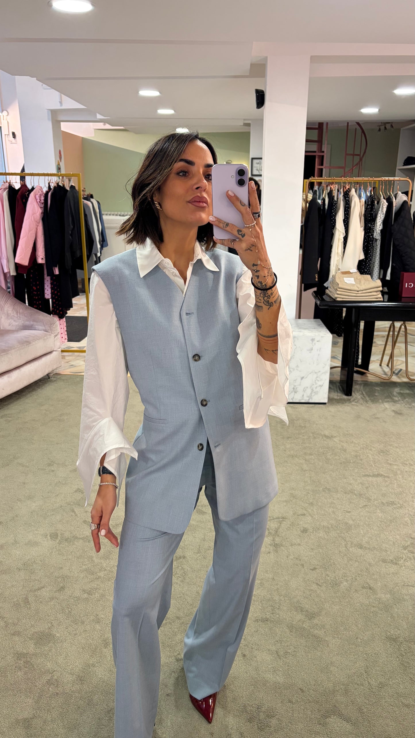 Pantaloni lisa azzurri wide leg sl