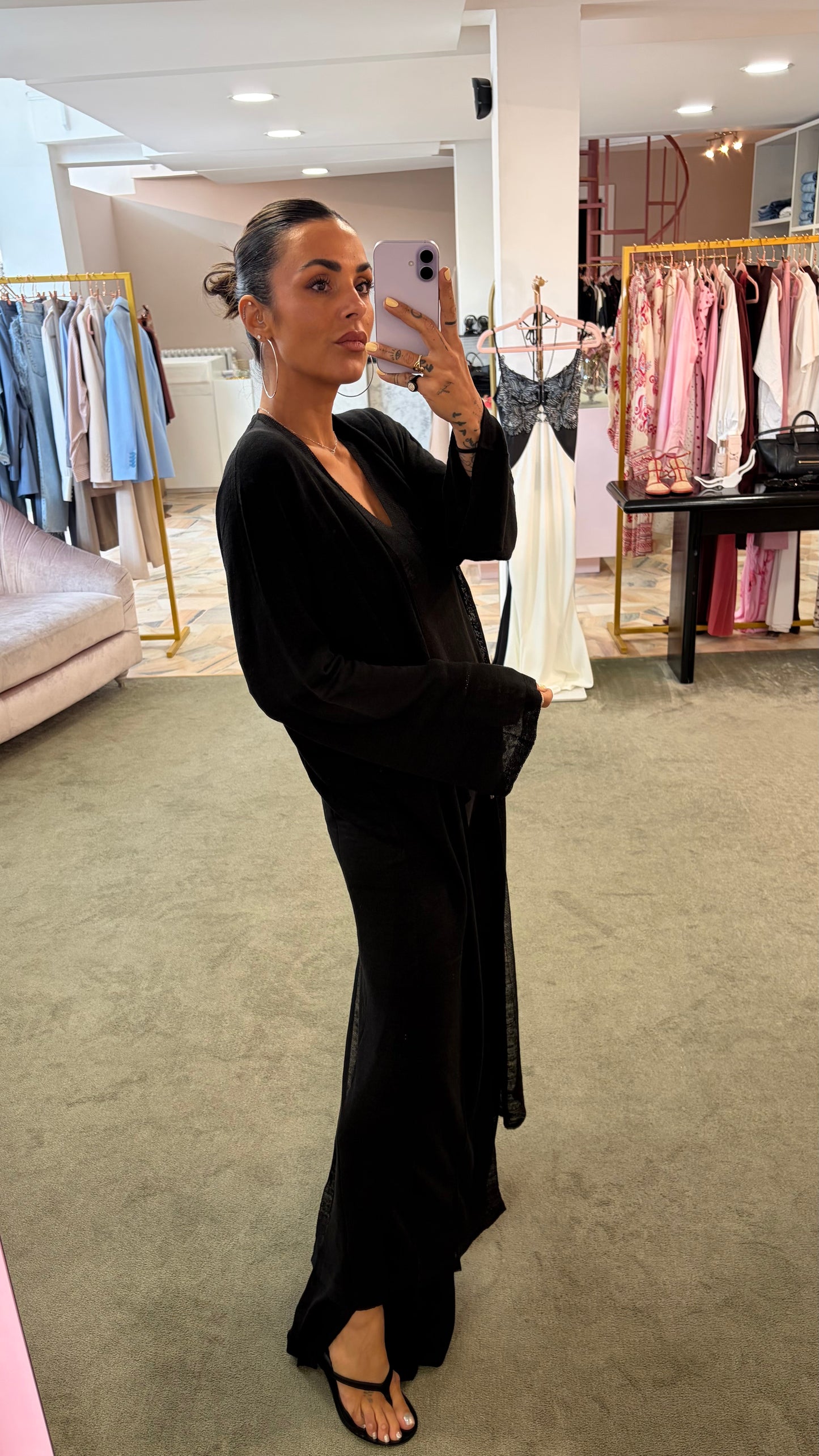 Pantaloni neri in lino fy